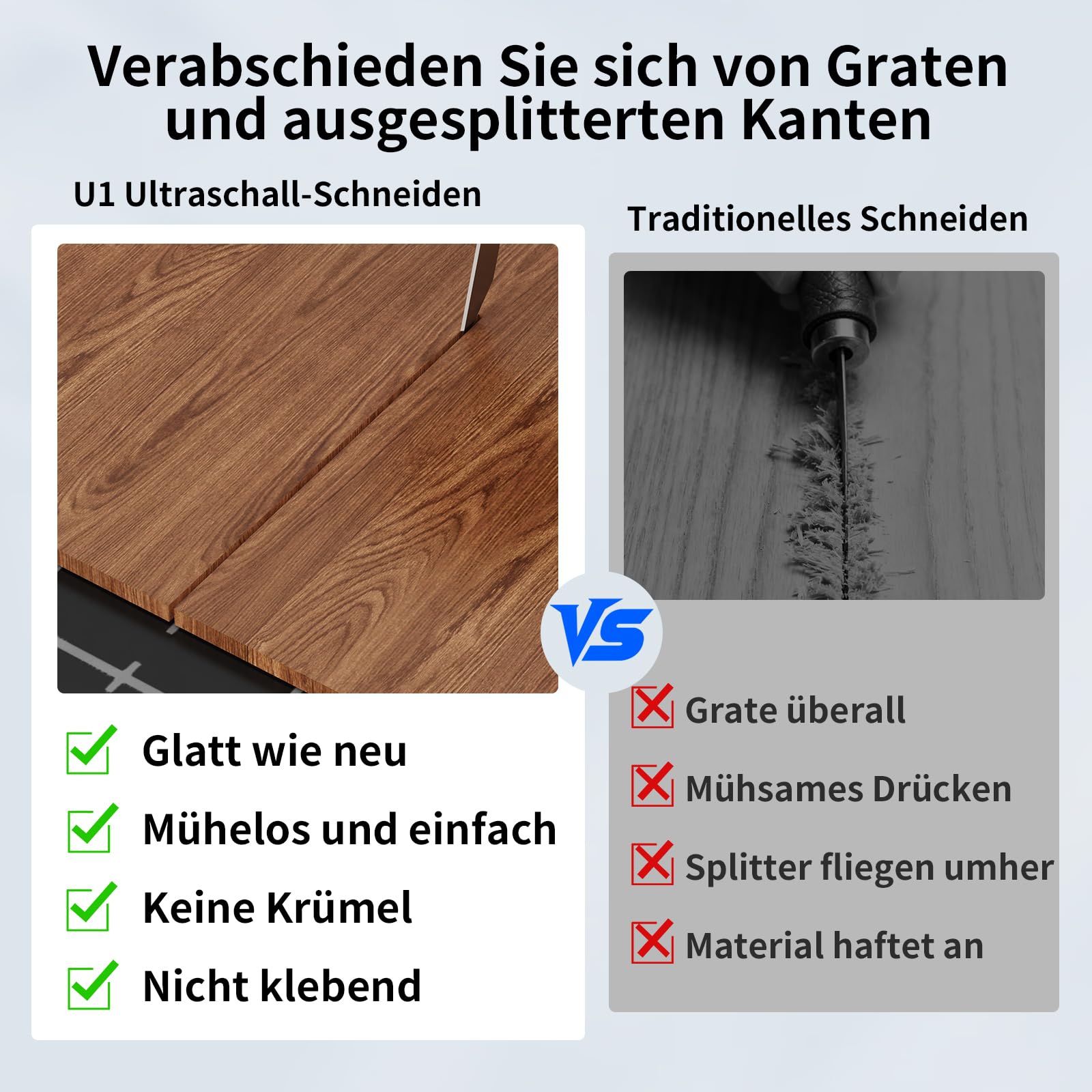 Ultraschallmesser U1 40W 40000Hz | Ultraschallschneider für präzise Schnitte an Leder, Holz, Plastik, Stoff und Karton, passend für DIY Projekte