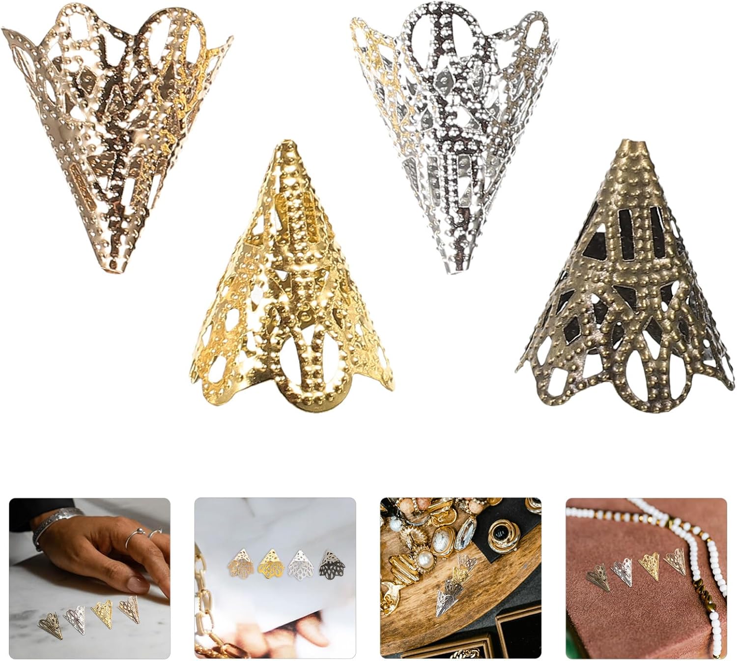 Vintage Metal Bead Caps Flower Shape 120pcs for Jewelry Making