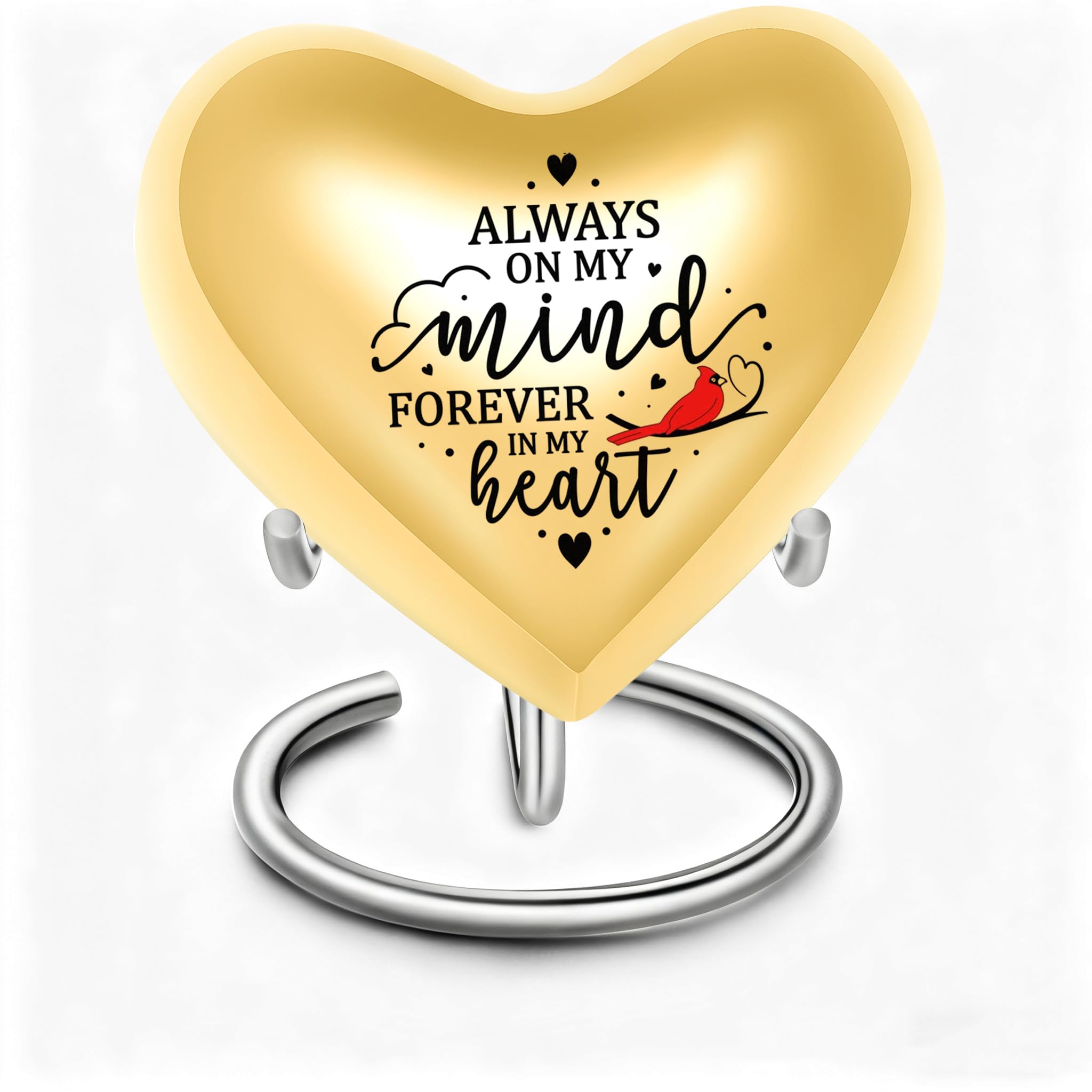 Ydmwannx Heart-Shaped Keepsake Urns for Human Ashes Mini Cremation Cat Dog Urn Memorial Jar Pot Container Pet Memorial Urn Small Urn for Funeral Ashes Burial (Gold&Parrot)