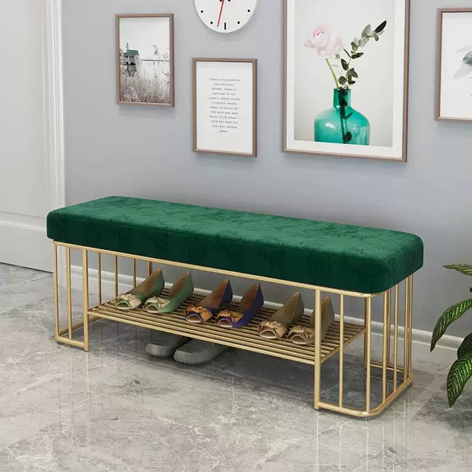 Banc à chaussures 2 niveaux pour optimiser un petit couloir