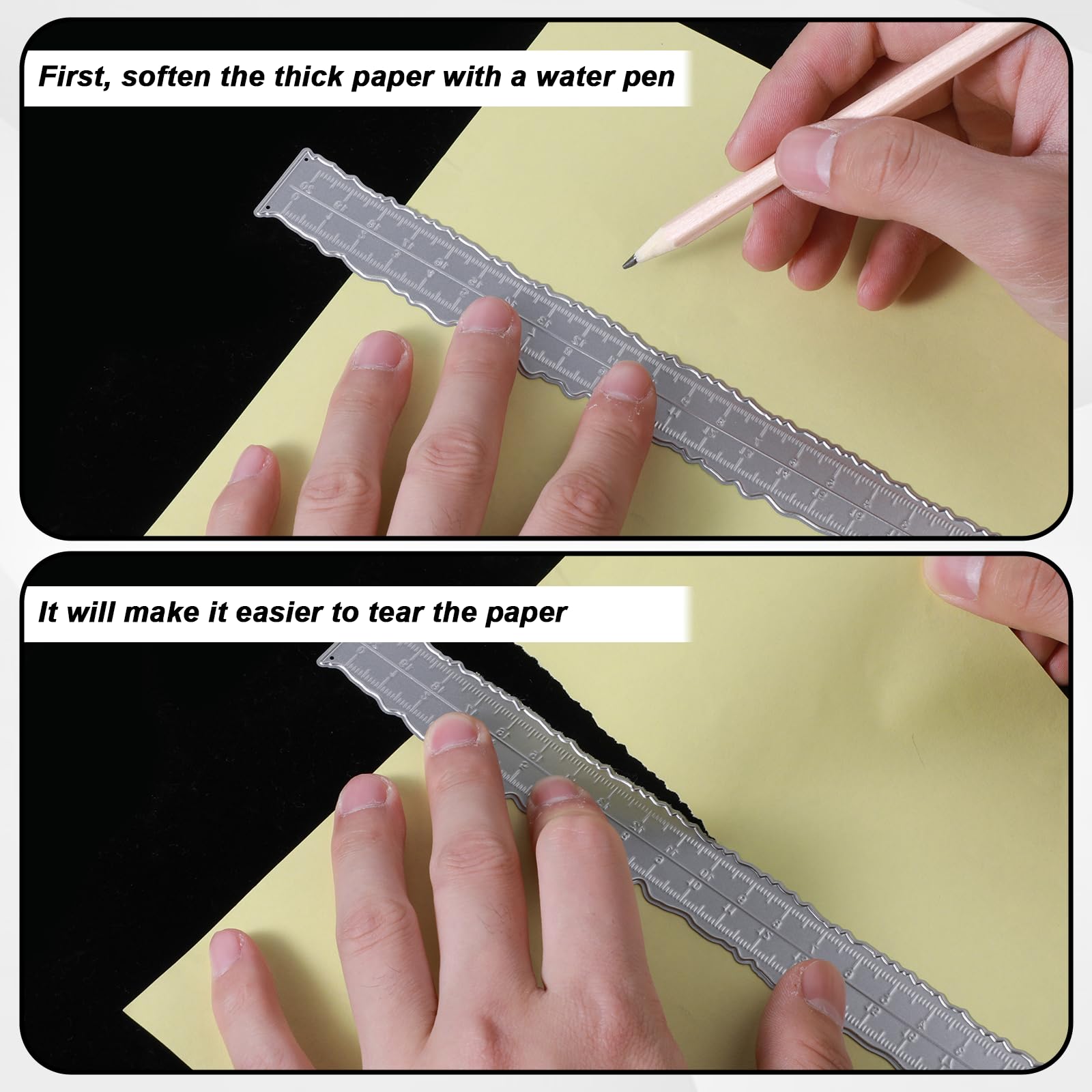 Deckled Edge Ruler 3-Pack Deckle Edge Rulers - Carbon Steel Paper ...
