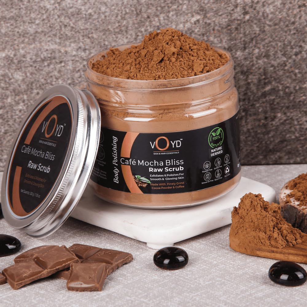 VOYD Raw Coffee Powder Body Scrub For Smooth & Glowing Skin With Finely | Exfoliating Body Scrub For Tan Removal | Free from Paraben & Silicone | For Men & Women | With Wooden Coffee Scoop | 150g-picture-13