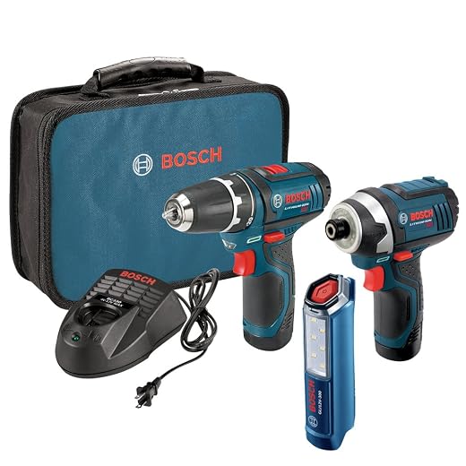 Bosch Power Tools Drill Kit - CLPK22-120 - 12-Volt Lithium-Ion 2-Tool Combo Kit (Drill/Driver and Impact Driver) with 2 Batteries, Charger and Case w/ 91 pc drill and drive bit set