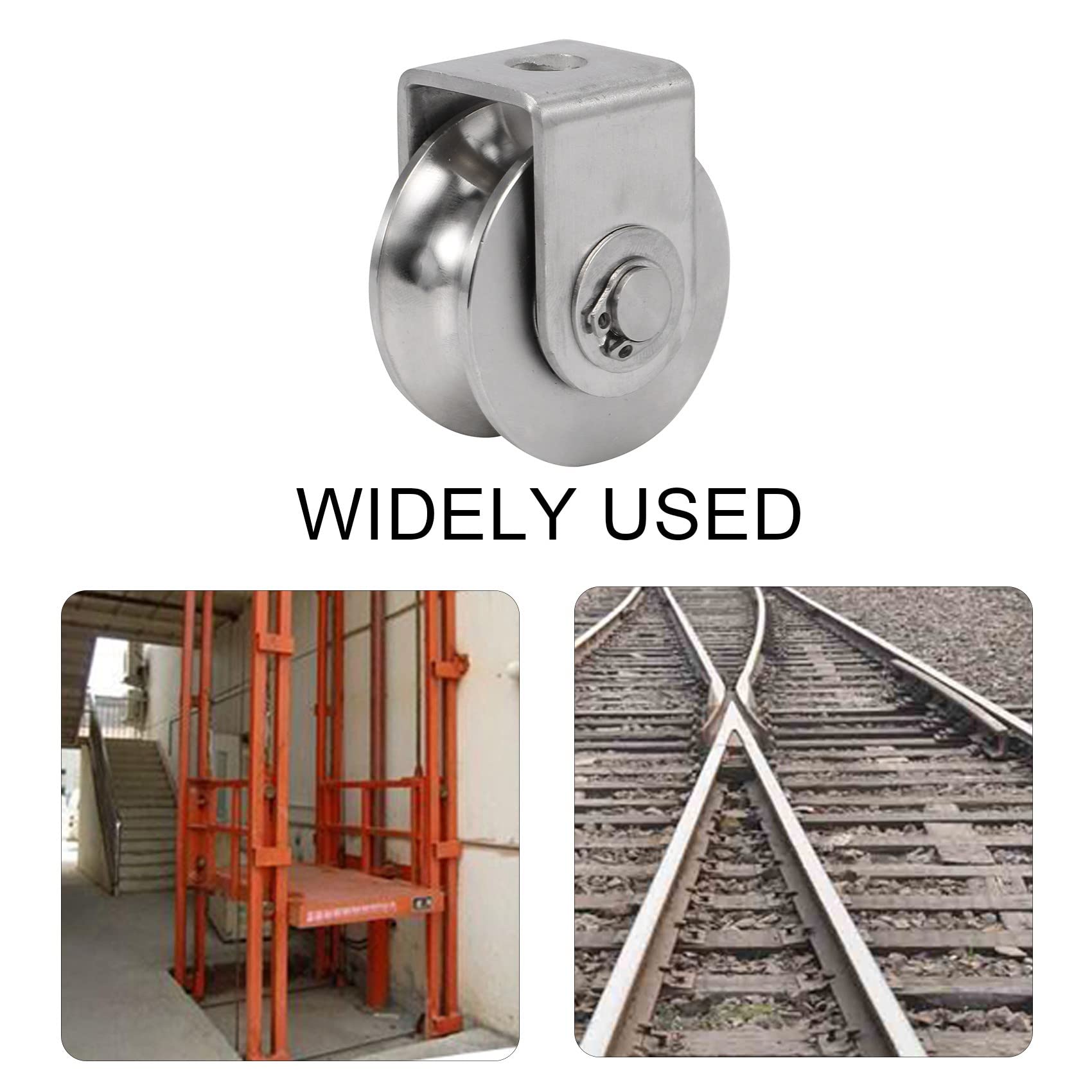 Jkjhbhged 2 Inch Roller Wheel Bearings U Groove Pulley Wheels Detachable Heavy Duty Grooved Wheel for Material Handling and Moving