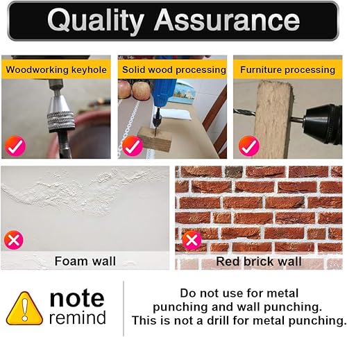 Miniatura 7 de Herramienta de conversión de portabrocas de 3 mordazas sin llave de 0.012-0.256 in, juego de herramientas de brocas manuales eléctricas, taladro de
