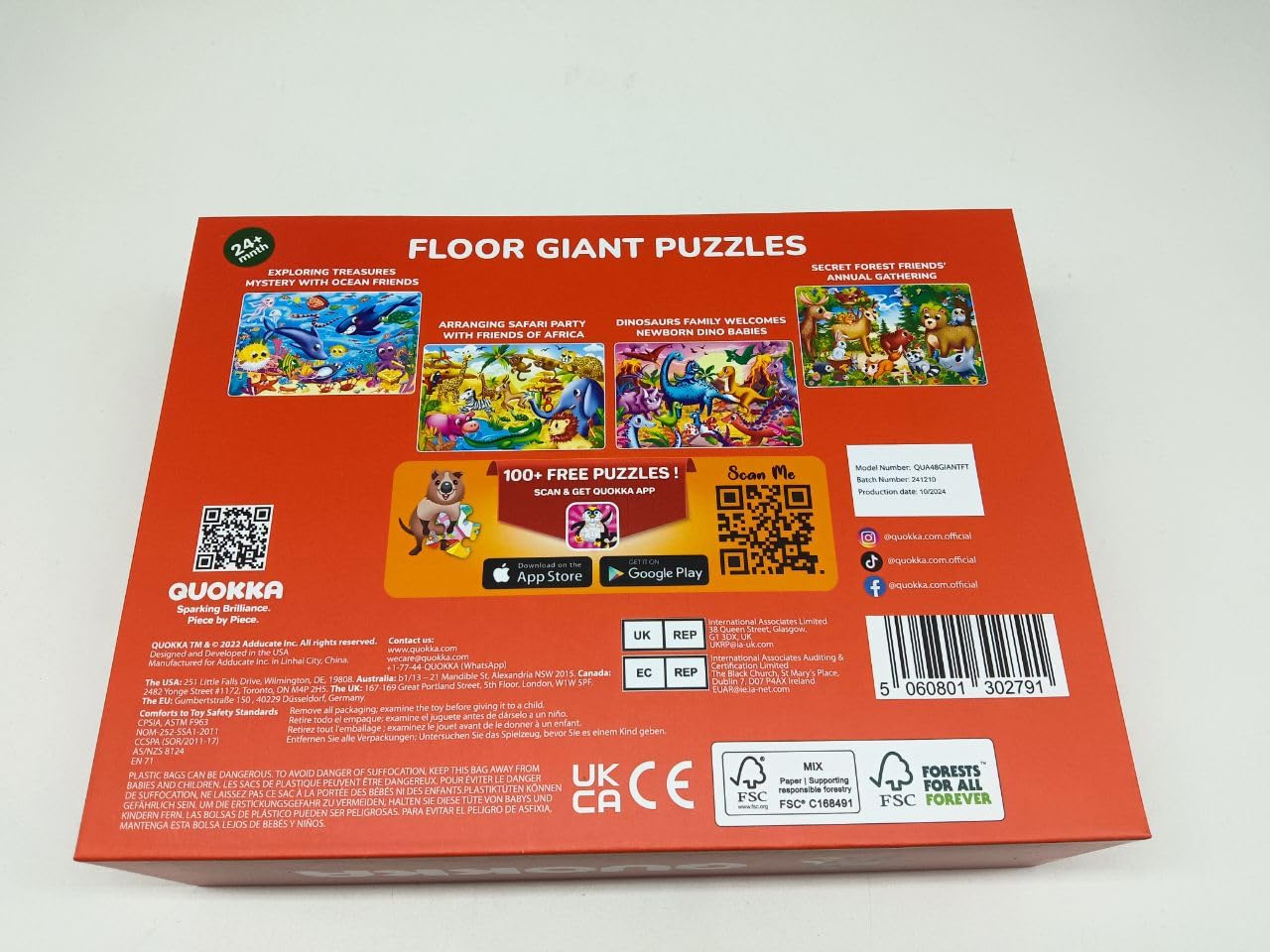 Quokka - Puzzle per bambini di 3 e 4 anni - 4 x 48 pezzi puzzle giganti da pavimento per bambini dai 3 ai 5 anni di Quokka - Puzzle per bambini