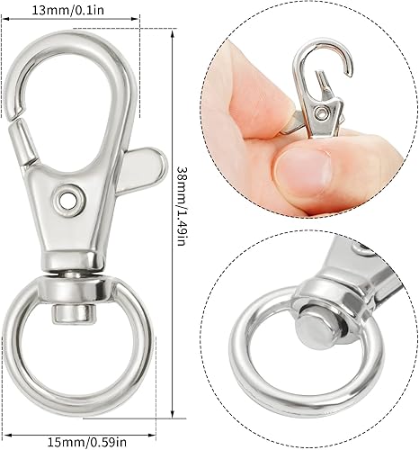 Miniatura 2 de cnomg - 50 cierres giratorios para cordón, gancho giratorio de metal, gancho a presión, cierre de langosta de 1.496 pulgadas (plateado)