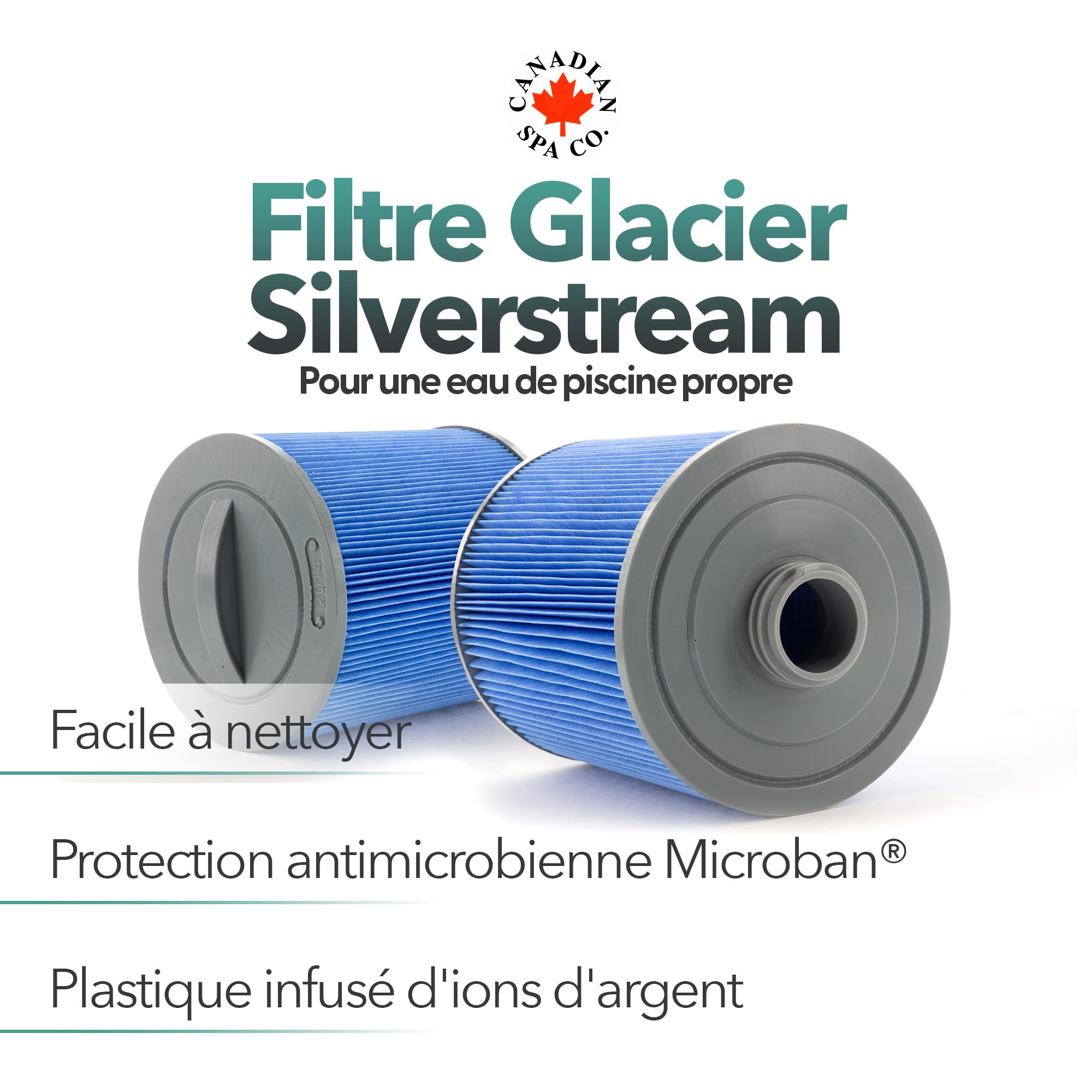 CANADIAN SPA CO. Glacier Silverstream Filtre Hot Tub Protection antimicrobienne Technologie ions d'argent Accessoires Whirl Pool