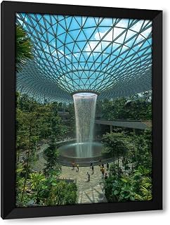 ArtDirect Singapore Waterfall and tropical environment at Singapore Airport Custom Framed Art Print Giclee Print or Canvas Options with Various Sizes and Customization by Jaynes Gallery