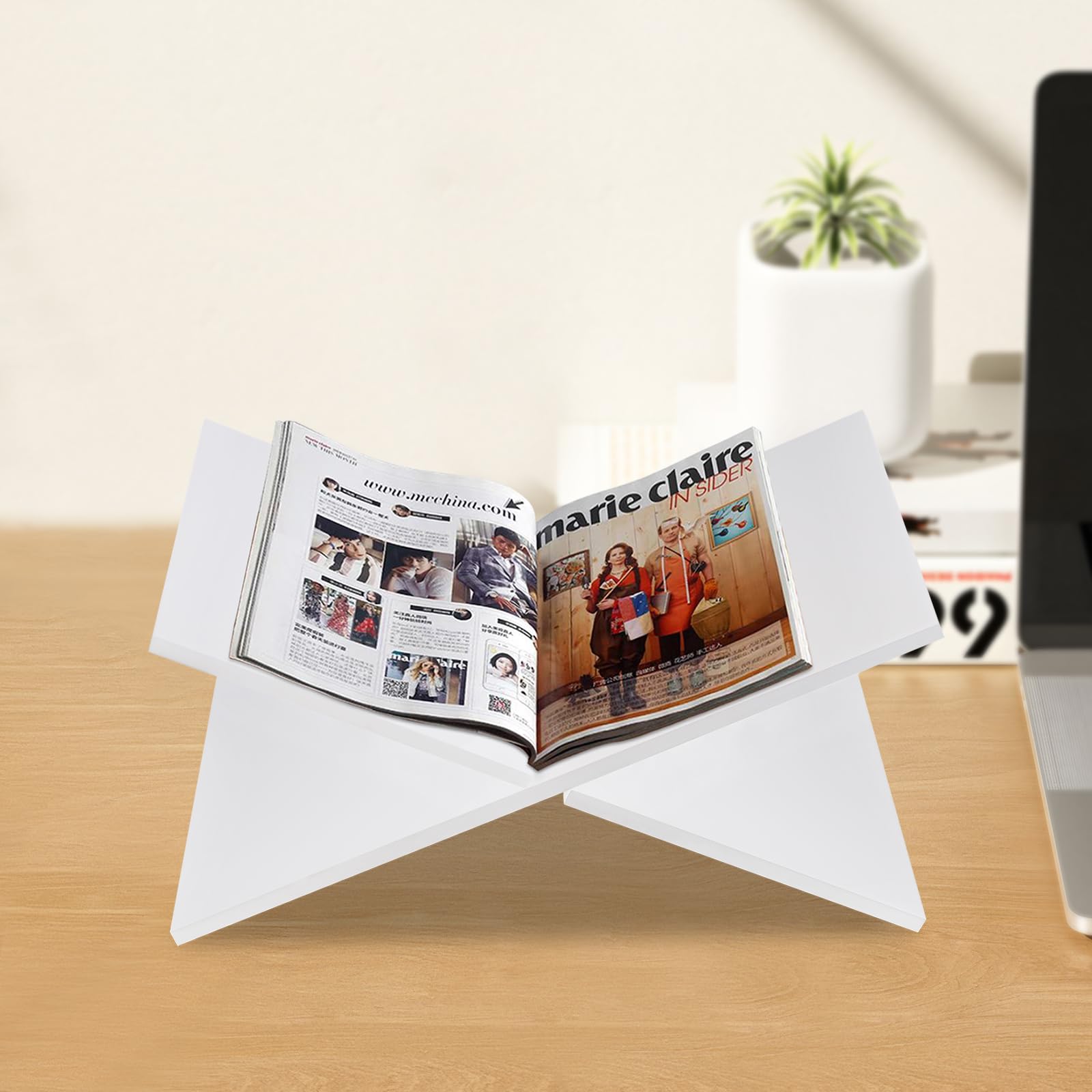 Portalibri in acrilico bianco – cornice a croce in acrilico per esposizione e lettura, adatto per arte, Bibbia, libro di cucina, cavalletto, riviste