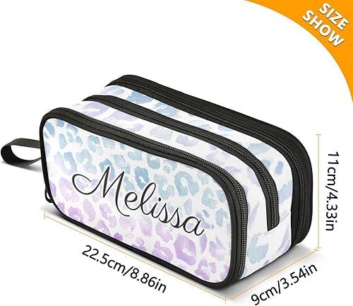 Miniatura 4 de Emelivor Estuche de lápices personalizado con estampado de leopardo y teñido anudado, gran capacidad, con cremallera, estuche para lápices