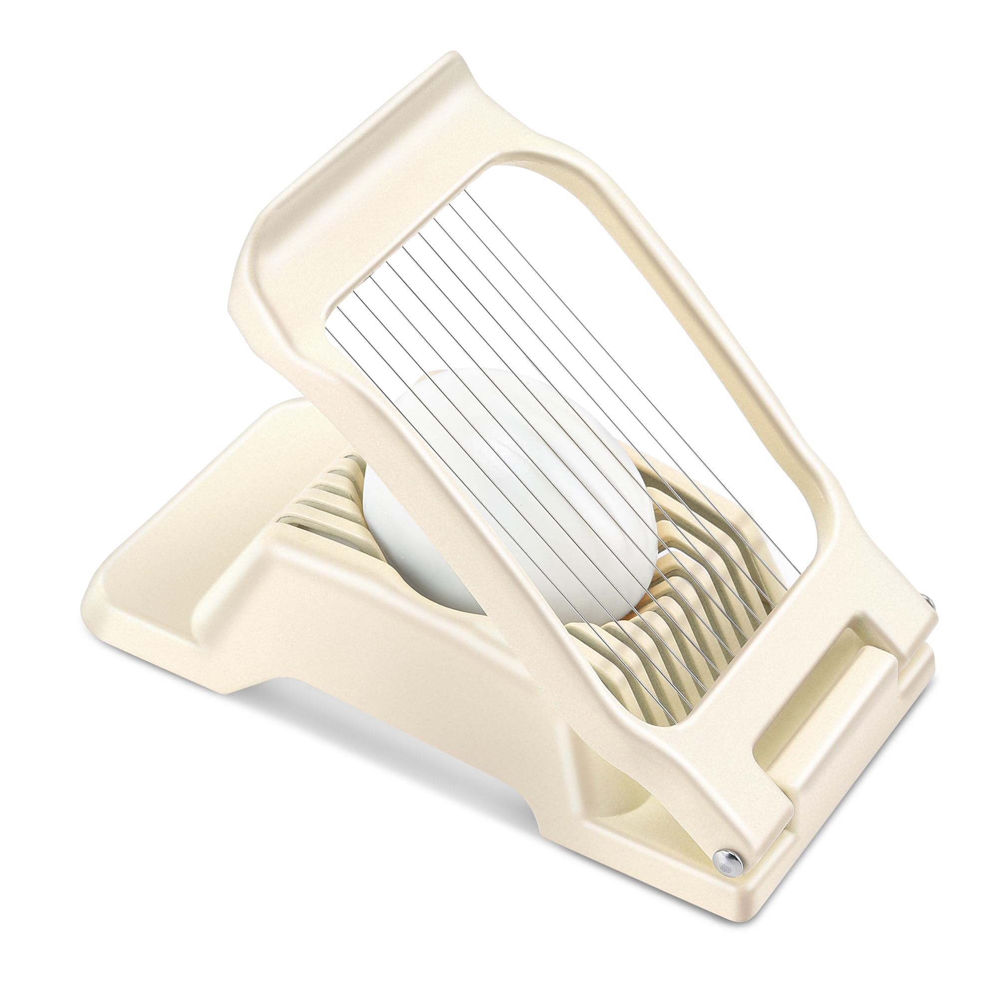 Egg Slicer - Stainless Steel Wire, Heavy Duty Aluminium, Dishwasher Safe for Eggs and Soft Fruits, White