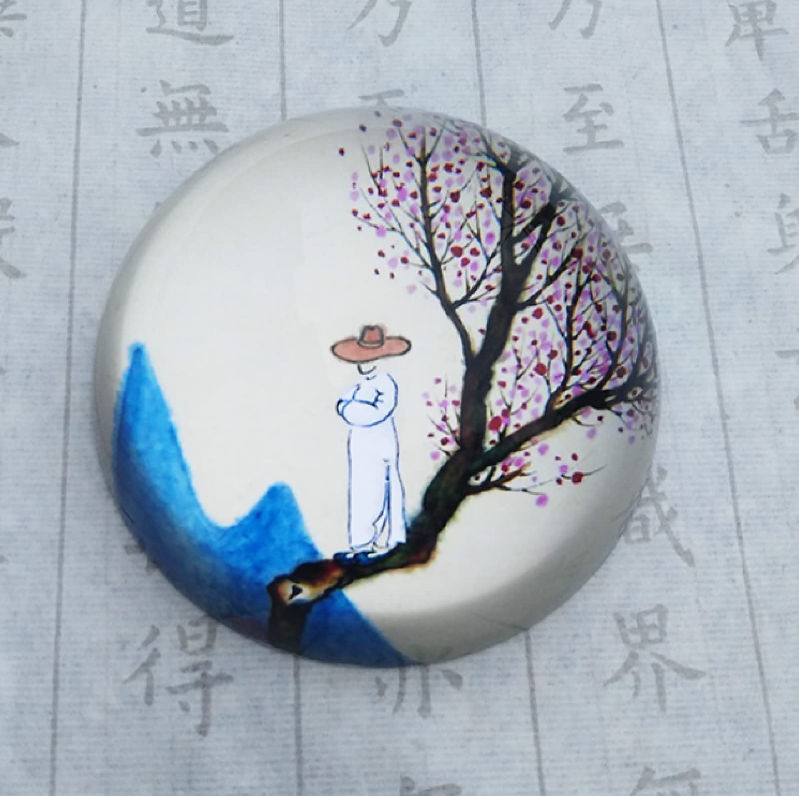 Kristallkugel Tinte Malerei Landschaft Halbkugel Glas Halbkugel Briefbeschwerer Heimdekoration Ornamente Kugel Miniatur Kreative Geschenke