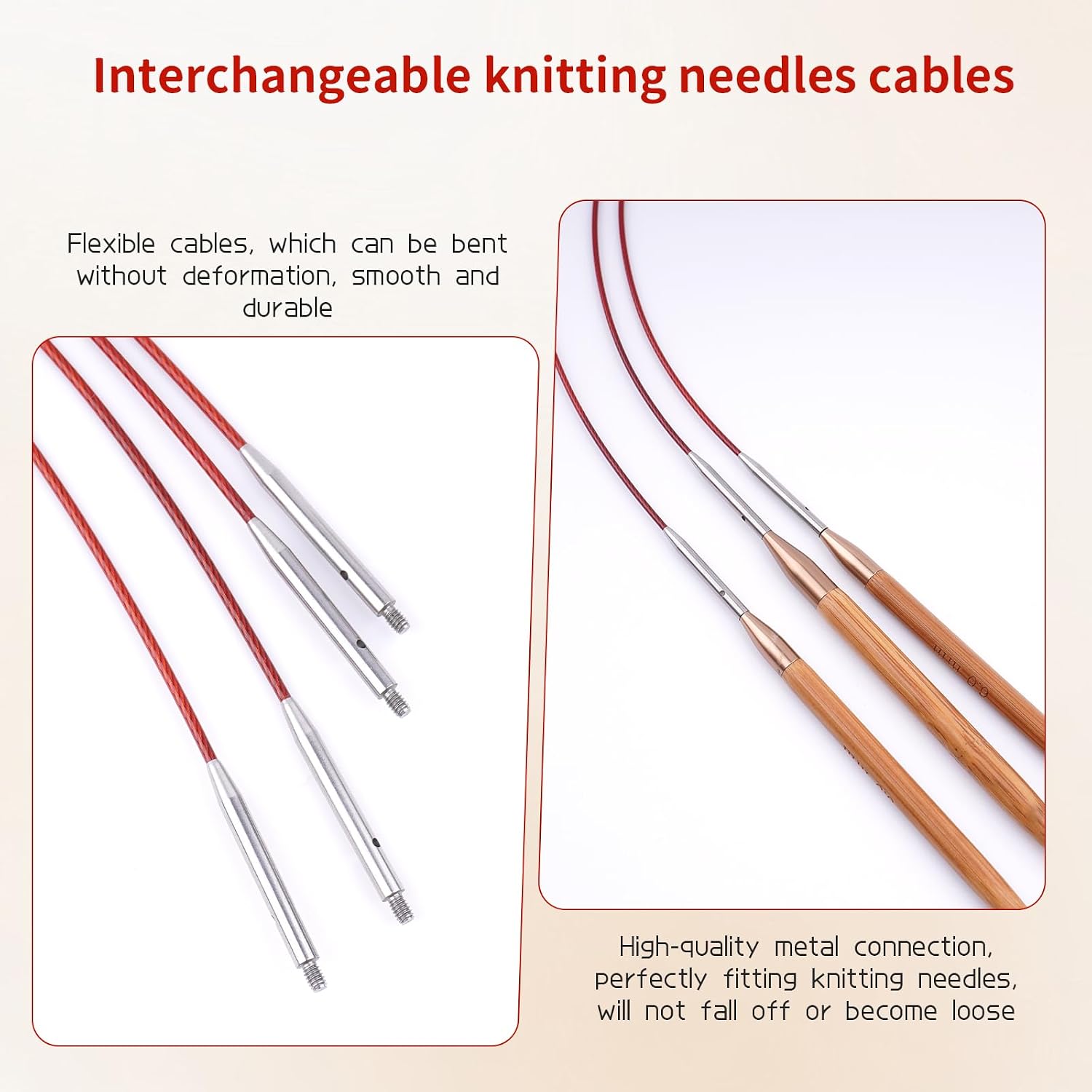 Circular Knitting Needles Cable - Smooth Firm and Durable Metal Knitting Needle Cable - 6.3inch/16cm