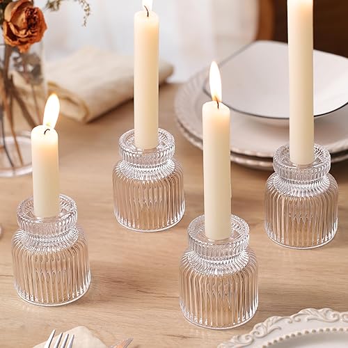 Miniatura 6 de DARJEN 12 portavelas de cristal, portavelas cónicos transparentes, portavelas votivas para centros de mesa, bodas, cenas, decoración del hogar