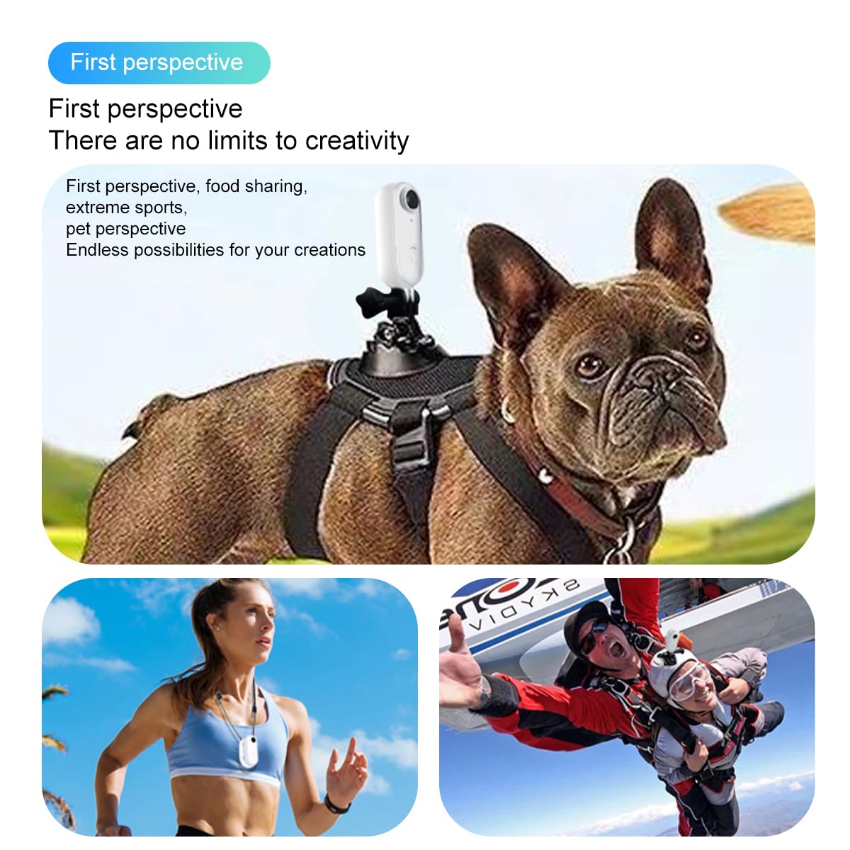 Winnes Mini Camera Sport 1080p WiFi Vlog Camera Vango de 120 °, cámara de Pulgar IP68 Impermeable a 30 m, batería de 800 mAh Adecuada para Bicicletas, esquí, Buceo, Animales (Black)