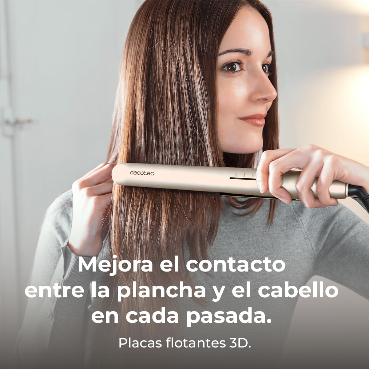 Cecotec Lisse 880 HidraProtect Saç Düzleştirici, İnce Saçlar İçin, 48 W, Turmalin, Keratin Kaplama, Argan Yağı, Pro İyonizer, 3D Yüzen Plakalar, 4 Sıcaklık, LED Göstergeli