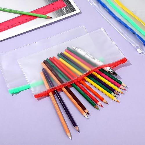 Miniatura 11 de Marspark 100 sobres de plástico de polietileno, pequeños sobres transparentes con cremallera, bolsas para lápices A6 a granel para dinero