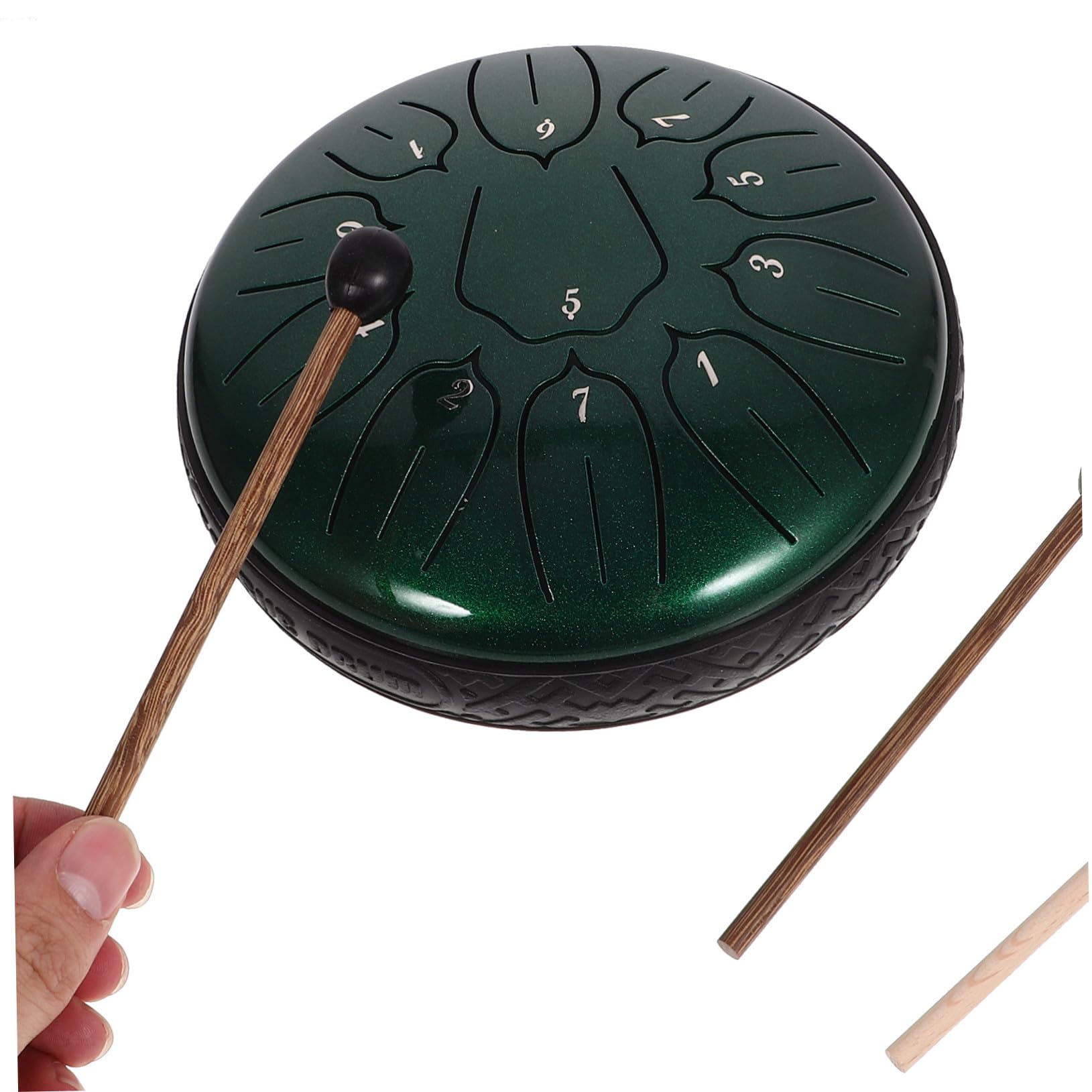 Lingua Steel Tongue Drum Note Verde Smeraldo con Spartiti Inglesi Strumento Percussione Creativo per Meditazione Yoga e Educazione Musicale