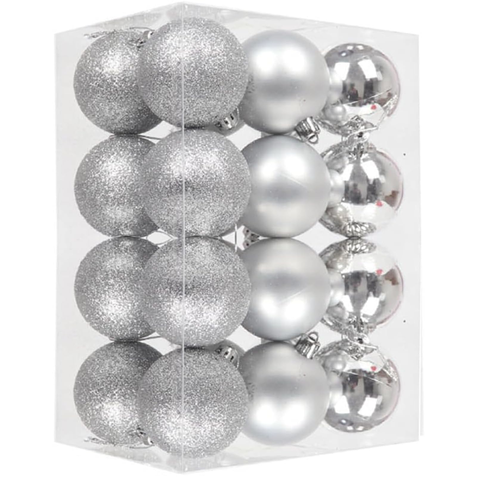 GESDYO 24 Pieces 3CM Silver Shatterproof Christmas Baubles Small Hanging Balls Durable Ornaments for Xmas Tree & Wedding Party Decorations Festive Holiday Decor