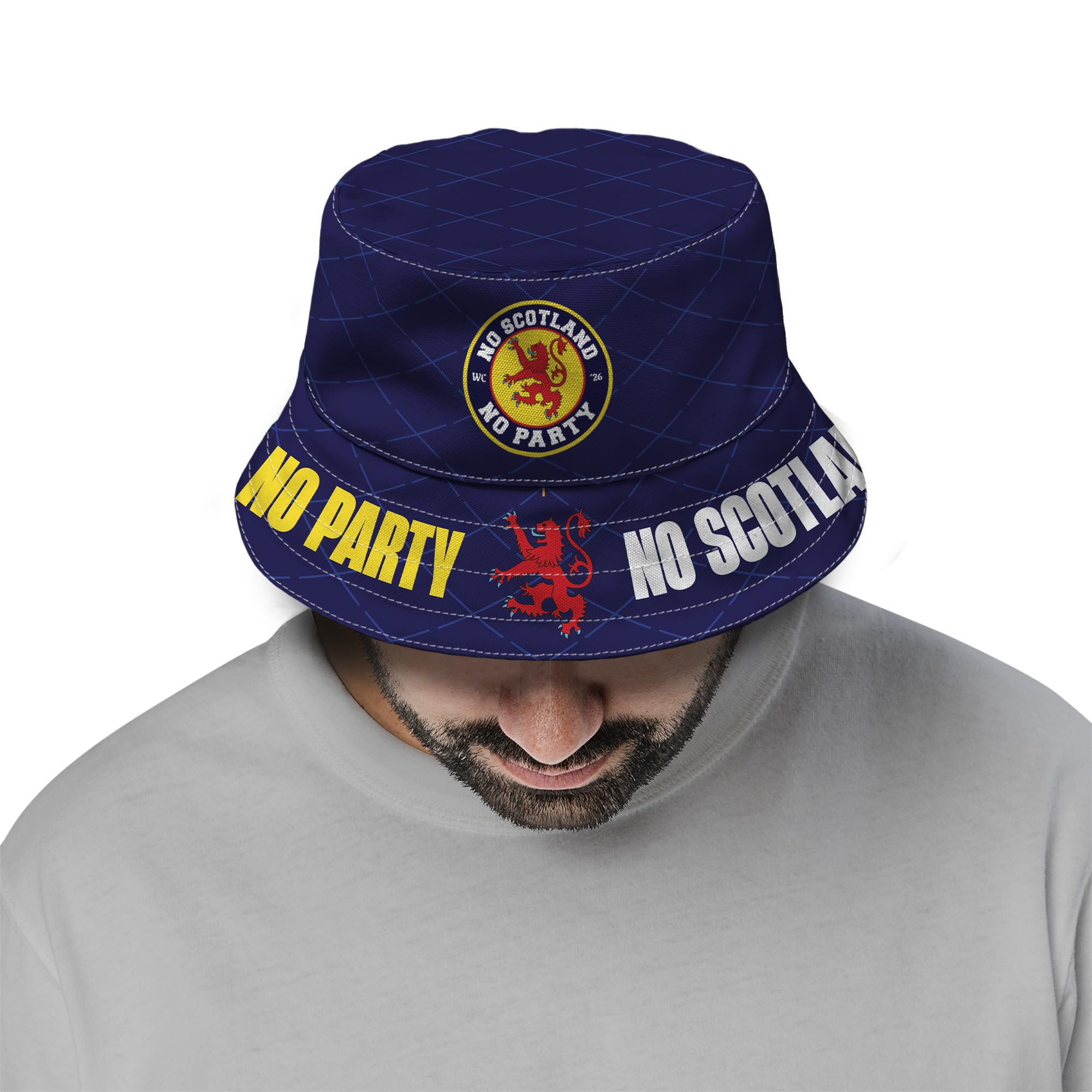 British Made Gifts Unisex Blue No Scotland No Party Design 2 - Wc 2026 - Football Bucket Hat - Available In 4 Sizes (Medium)