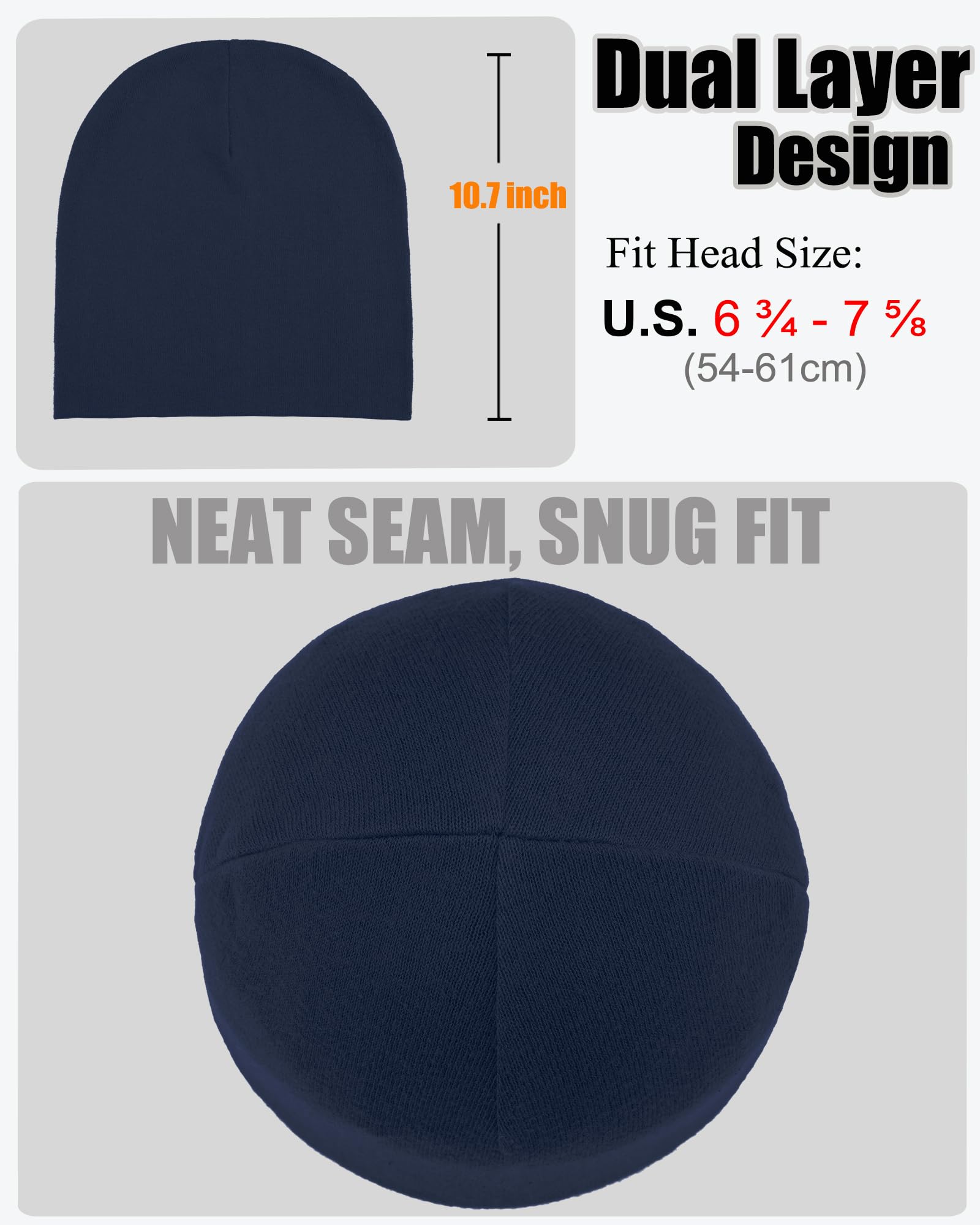 ROYBENS Thin 100% Cotton Beanie for Men Women, Slouchy Beanies Ultra-Soft Cuffed Knit Hat Lightweight Chemo Skull Cap — view 2