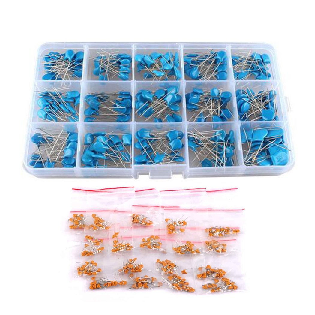 Set 300 Condensatori Ceramici, 15 Valori Da 0,1nF A 22nF, 1KV 2KV 3KV, Per Professionisti Elettronica E Hobbisti