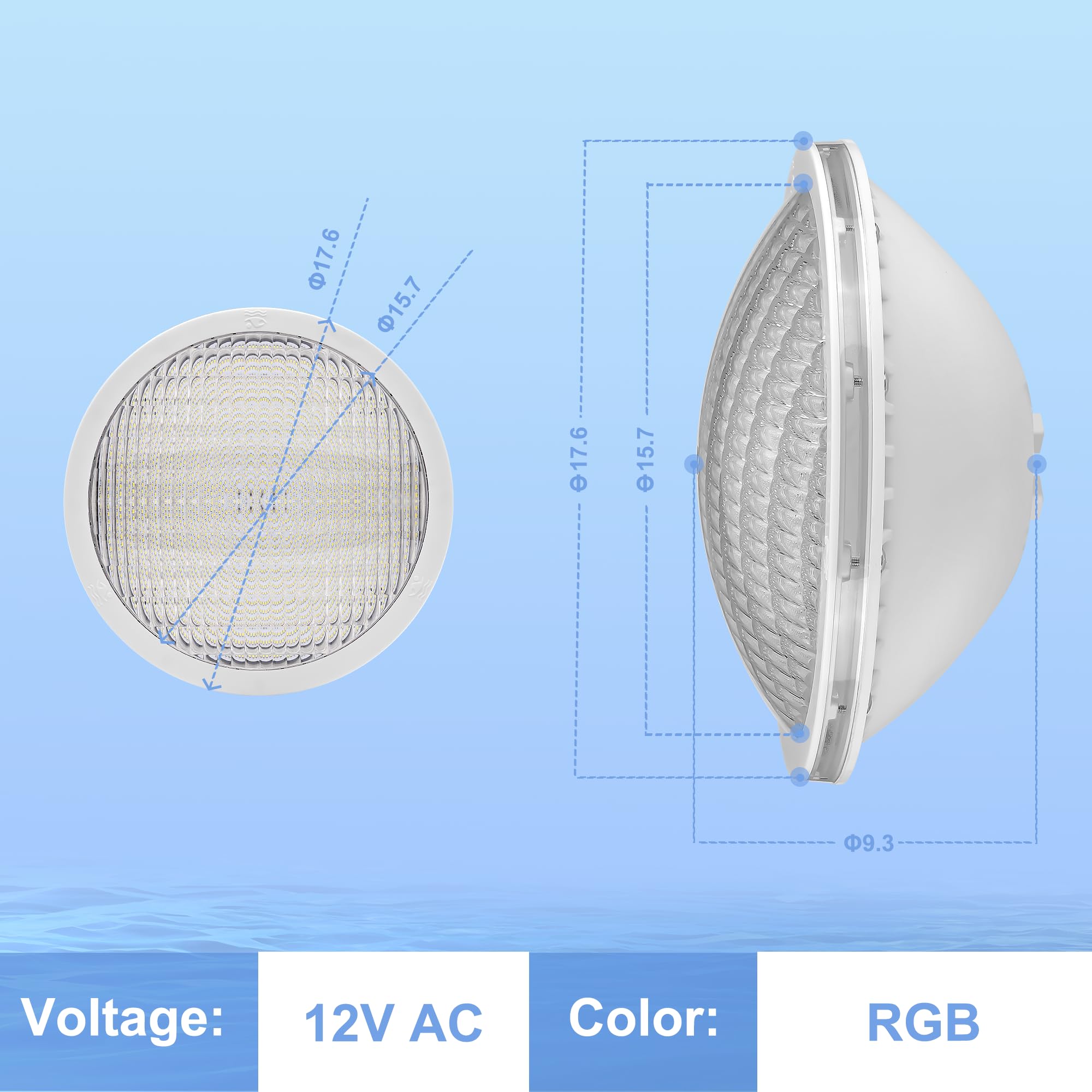 Foco Piscina LED PAR56 Sumergible, 20W Bombilla Piscina RGB Regulable Cambio Color 800lm, Lámpara de Piscina con Remoto, Temporizador 2/4/6H, IP68 Impermeable, 12V AC, Pack de 2