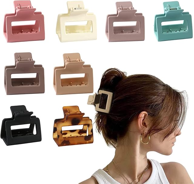 Small Claw Clips,8 Pcs Hair Clips,Claw Clip For Women Girls Thin/Medium/Thick/HairSquare Matte Nonslip Mini Hair Claw Hair Accessories For Women Styling Accessories(8color)