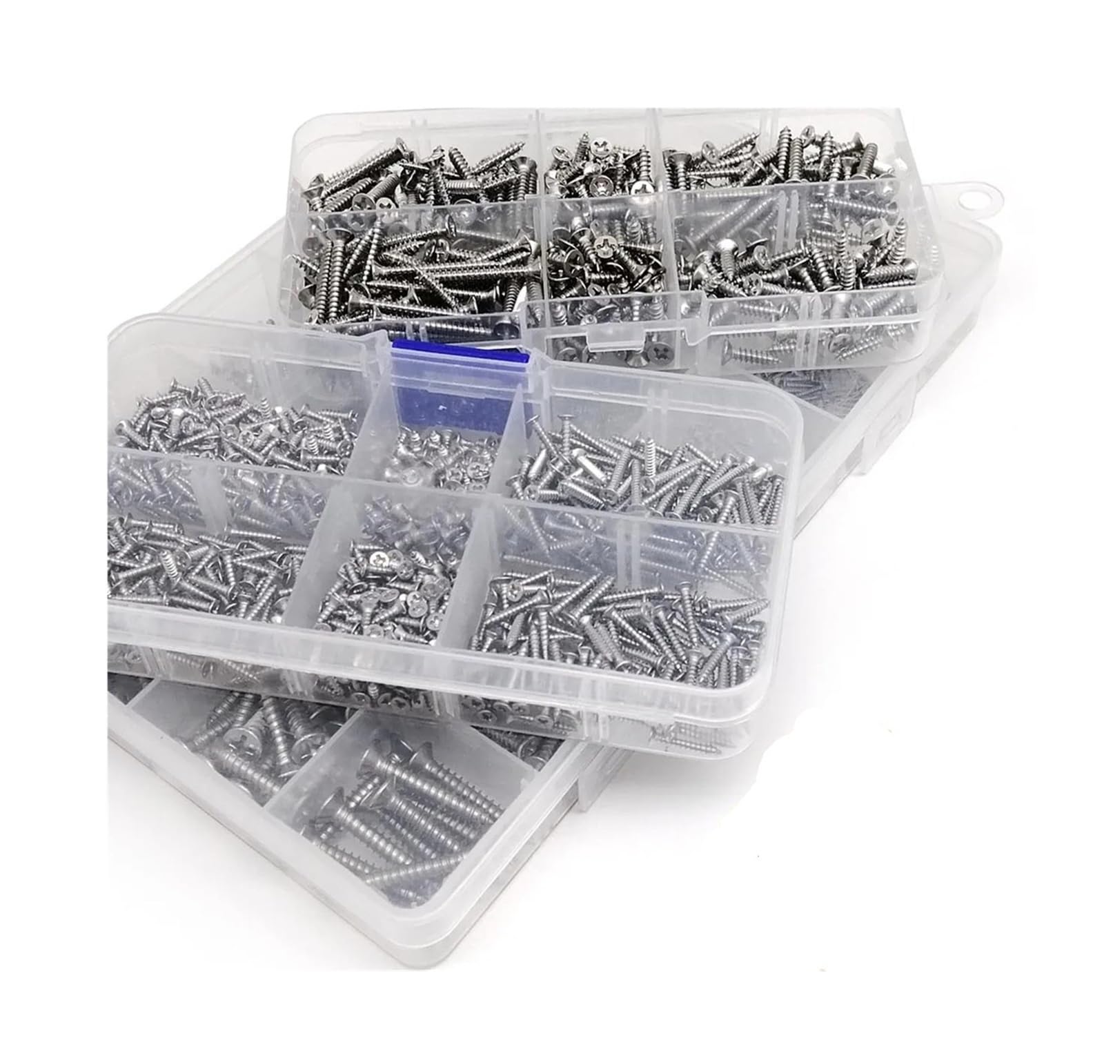 Generisch 1 Set Kleine Kreuzschlitz-Senkkopf-Blechschrauben for Holz, Sortiment M1.2 M1.4 M1.7 M2 M3 M4 Set, Edelstahl A2 304(Set C 1010pcs)