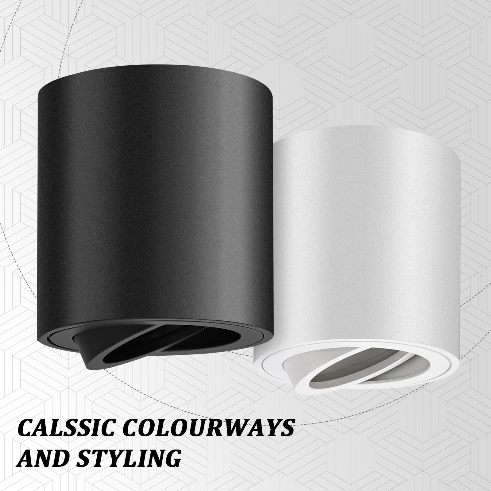 GeyouLux Reflektor punktowy do zabudowy GU10, obracany o 30°, czarny, Φ80 × 84 mm, reflektor do zabudowy z oprawą GU10, lampa do zabudowy z aluminium, okrągła, natynkowa 230 V, downlight, 6 sztuk (bez