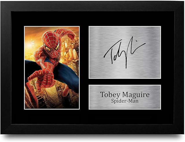 HWC Trading FR A4 Tobey Maguire Spider-Man Gifts Printed Signed Autograph Picture for Movie Memorabilia Fans - A4 Framed