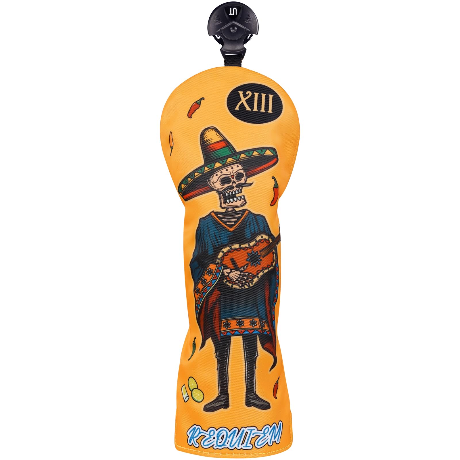 LZFAN Golf Club Head Cover Golf Head Cover Driver Headcover Fairway Wood Headcover Hybrid Mallet Blade Putter Club Head Cover（Guitar Ghost）