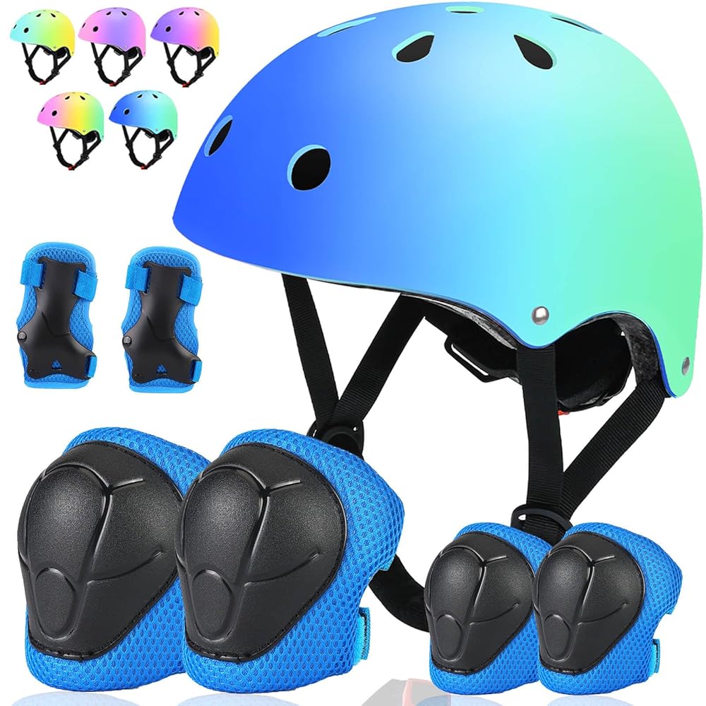 ArgoHome Toddler Kids Bike Helmet Set - Adjustable Cycling Helmet with Knee, Elbow Pads & Wrist Guards Sport Protective Gear Little Kid