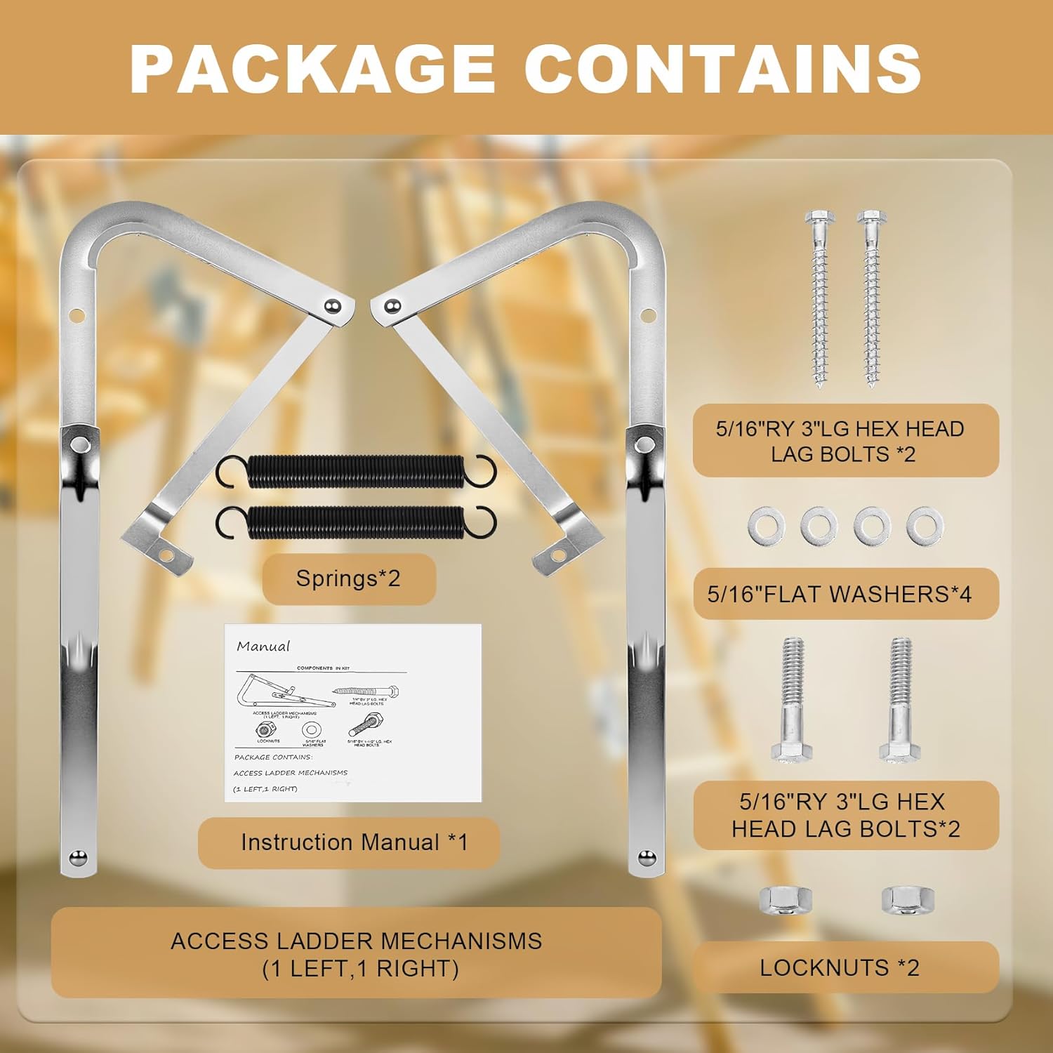 Heavy Duty 55-1 Attic Ladder Spreader Hinge Arms with Springs,Compatible with Werner (Mk1 Thru Mk3),A2208 A2210 A2508 A2510 W2208 W2210 W2508 W2510, MFG 2006 and Older, Thick Galvanized Material