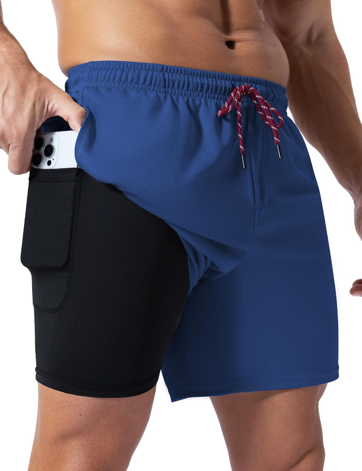 Men's 2-in-1 Workout Shorts 5 Inch Quick Dry Athletic Gym Shorts Lightweight Running Shorts with Pockets