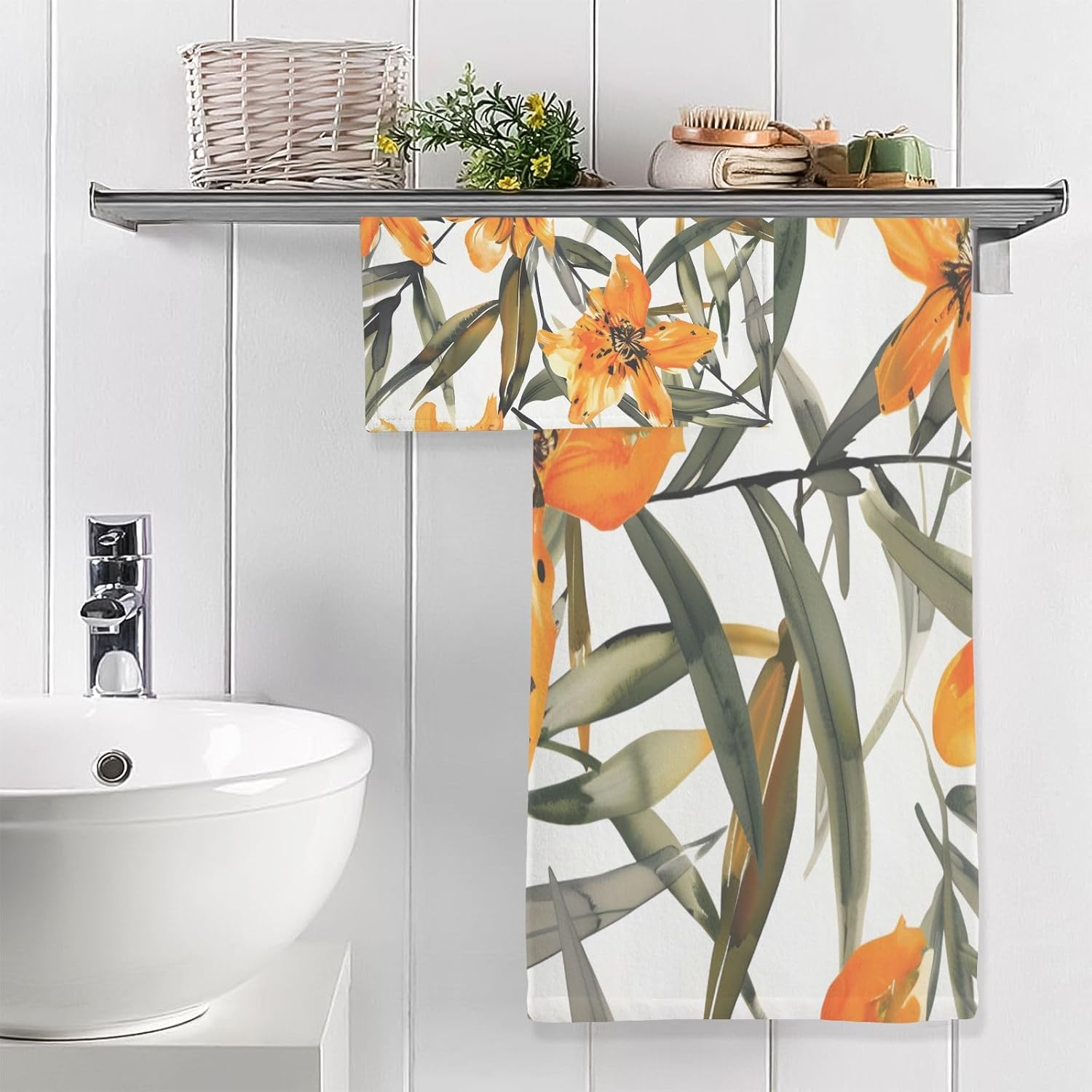 Hand Towels Premium Soft and Highly Absorbent Leopard Skin Pattern in Floral 2 Pcs Towels for Bathroom Set 100% Cotton Decorative Face Towels