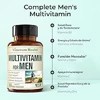 Vista 5 de Suplemento multivitamínico multimineral diario para hombres - Vitaminas A, C, E, D, B1, B2, B3, B5, B6, B12. Magnesio, biotina, espirulina, zinc.