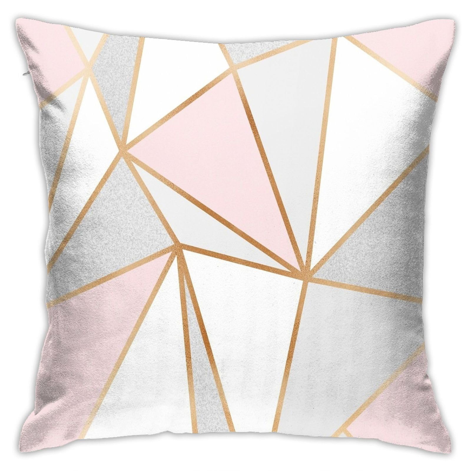 Pink Grey Gold Geo Throw Pillow Covers 18"X18" Cozy Velvet Square Throw Pillowcases Home Decor For Bed Couch Sofa Living Room Cushion Cover — image 1