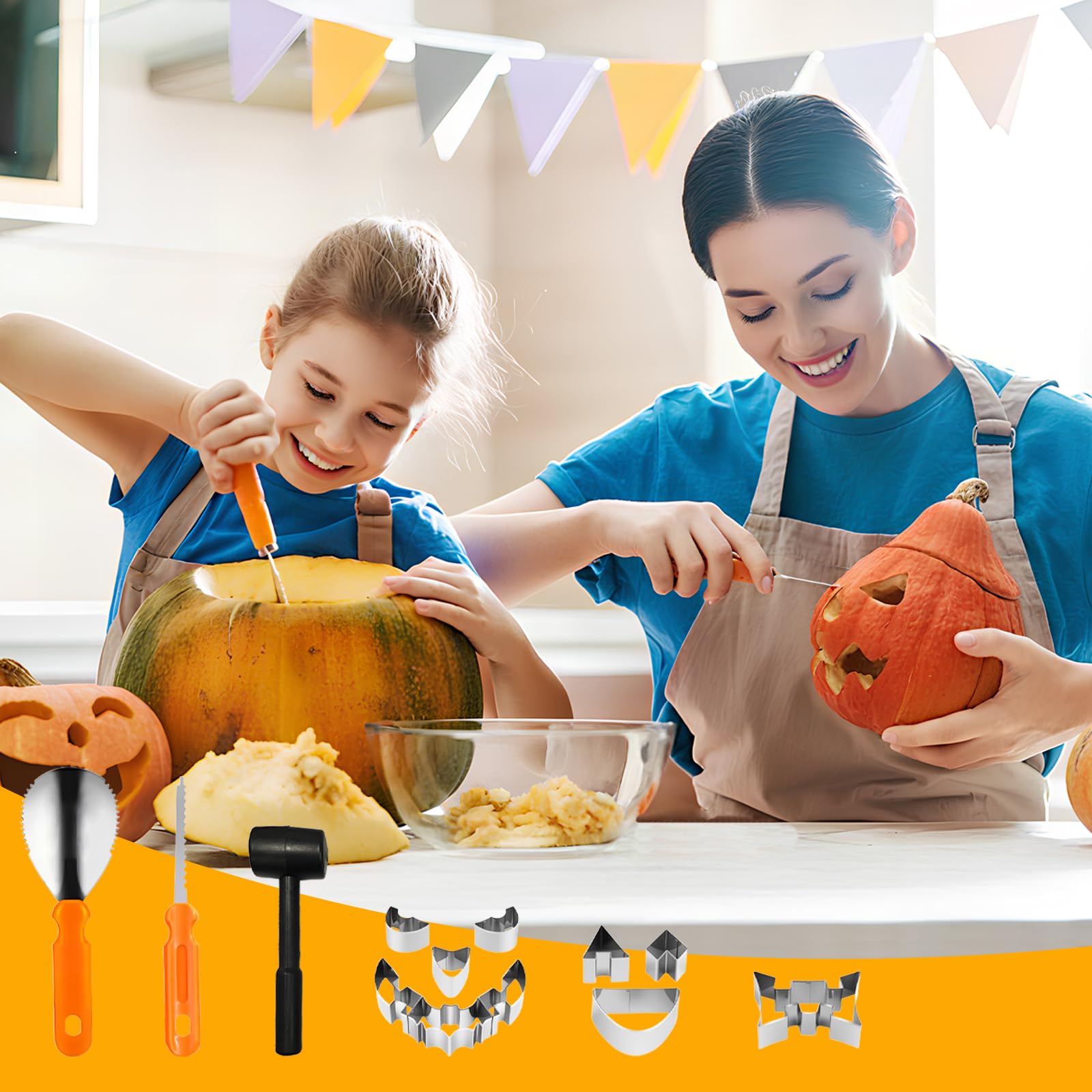 Dwafill Kürbis Schnitzset Halloween - 13-teilig Mit Vorlagen