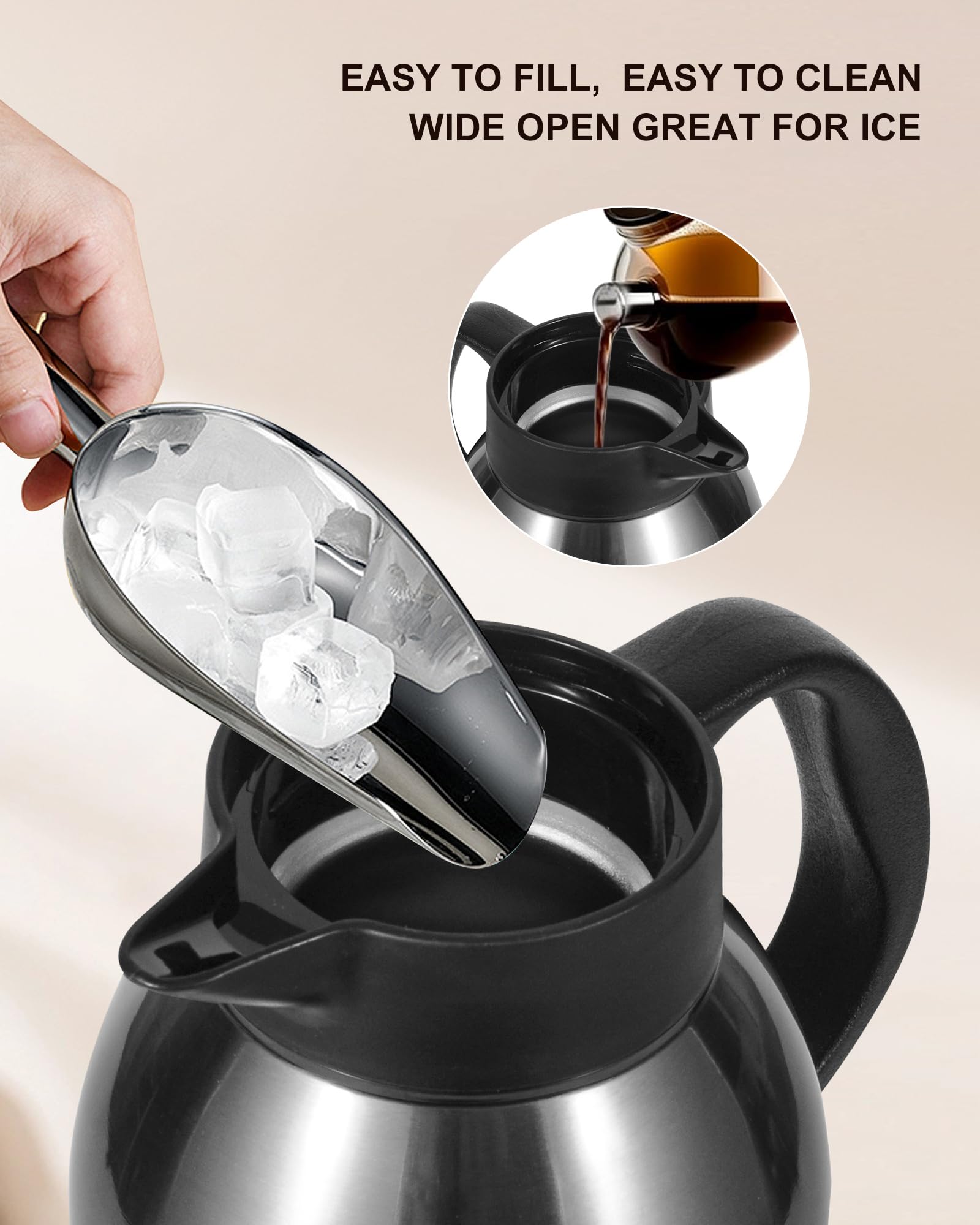 Jarra térmica de café de 104 onzas / 3 L, hasta 24 horas de calor, jarra de acero inoxidable aislada para líquidos calientes, jarras de café para mantener el calor para fiestas, jarra de té grande