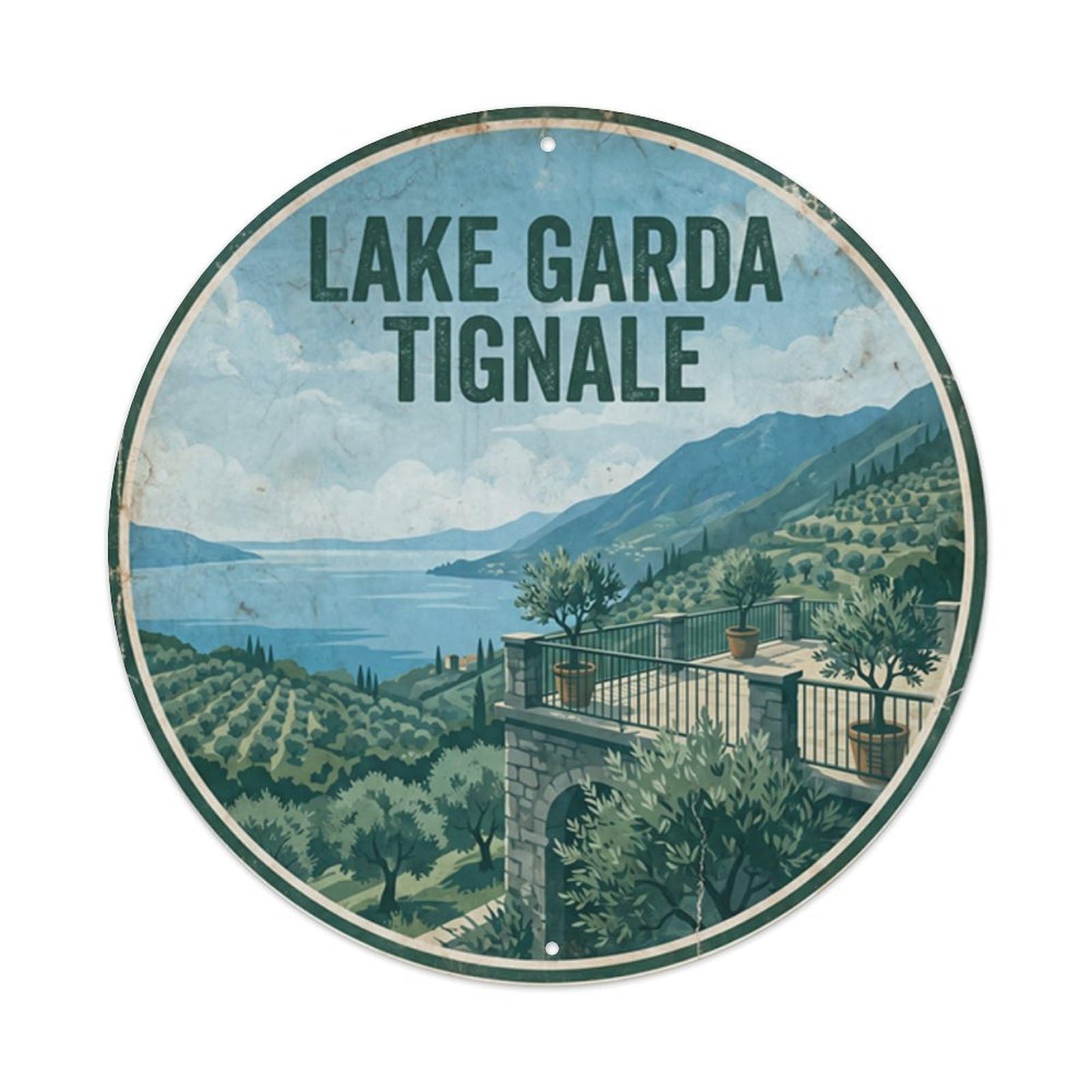 Olhnbad Style Lake Garda Travel Culture Tignale Alpine Metal Tin Sign