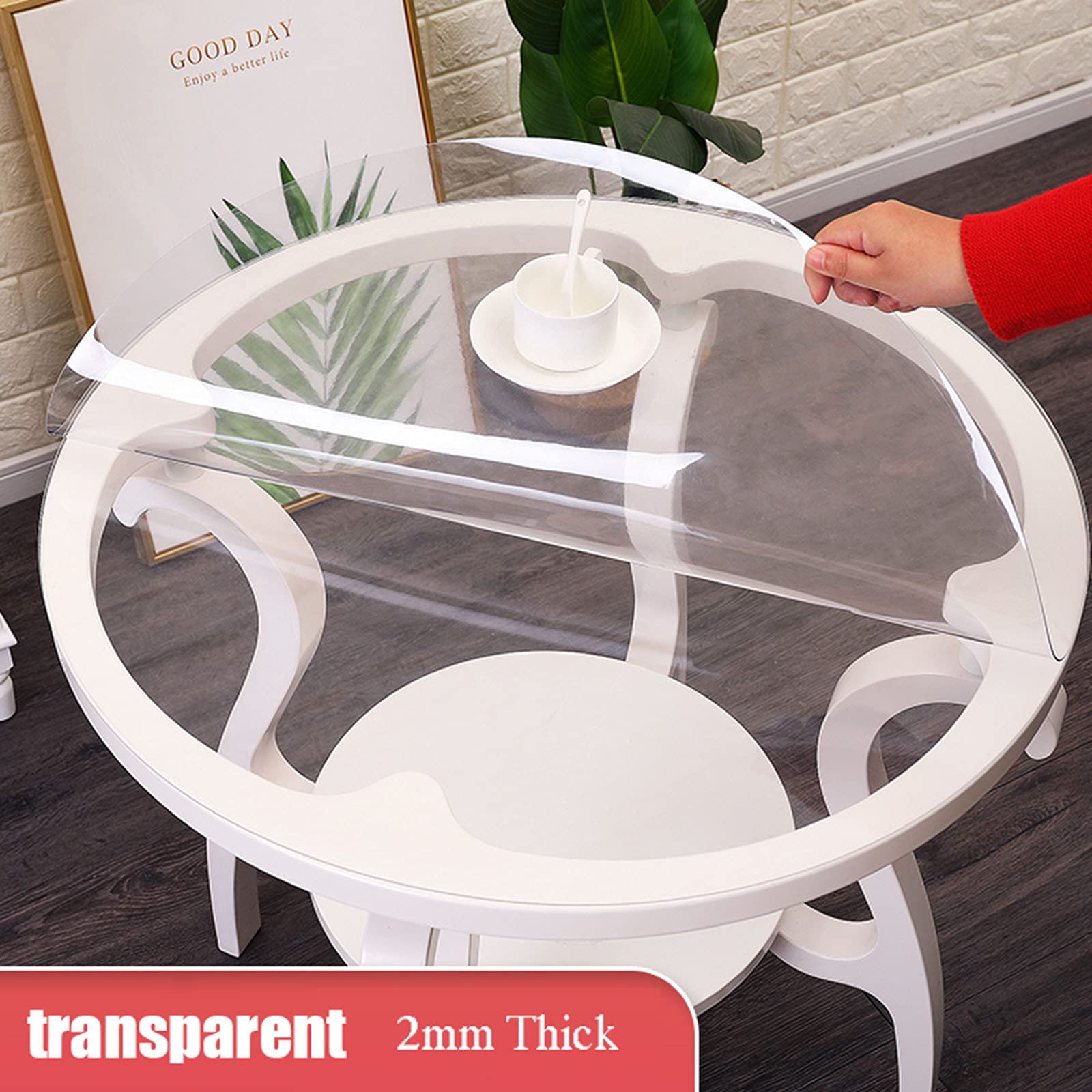 Doorzichtig vinyl tafelkleed,diameter: 90/100/120/140/160cm,waterdicht ronde tafelhoes,Tafelbeschermer voor meubels,plastic Tafelfolie,transparant Tafelmatten,calibre-140cm/55in Doorzichtig vinyl tafelkleed,diameter: 90/100/120/140/160cm,waterdicht ronde tafelhoes,Tafelbeschermer voor meubels,plastic Tafelfolie,transparant Tafelmatten,calibre-140cm/55in