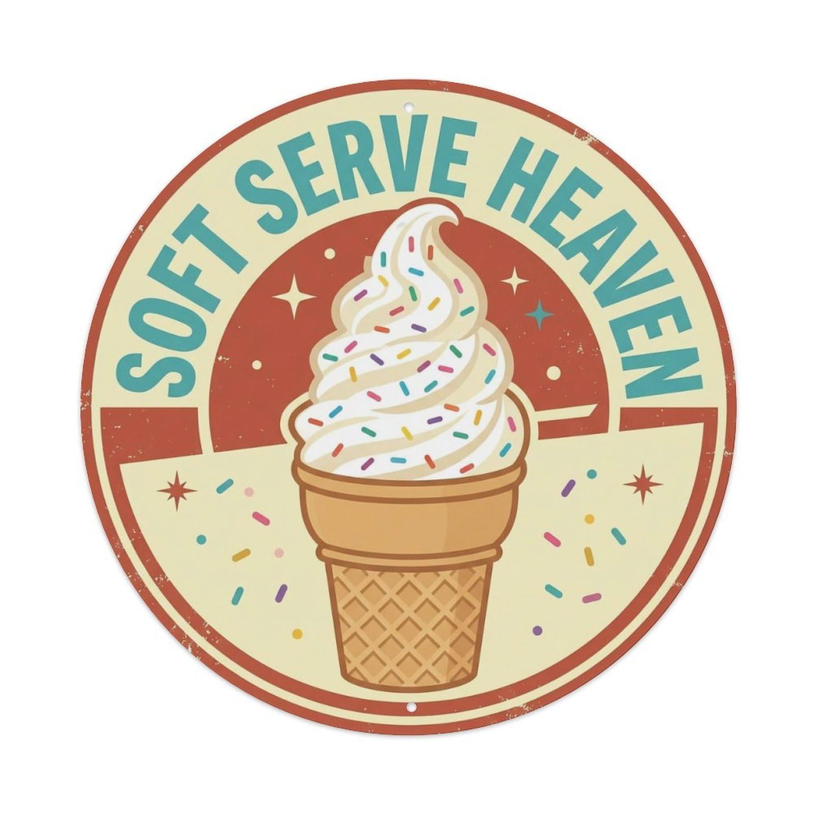 Soft Serve Heaven Rustic Decor Metal Tin Sign