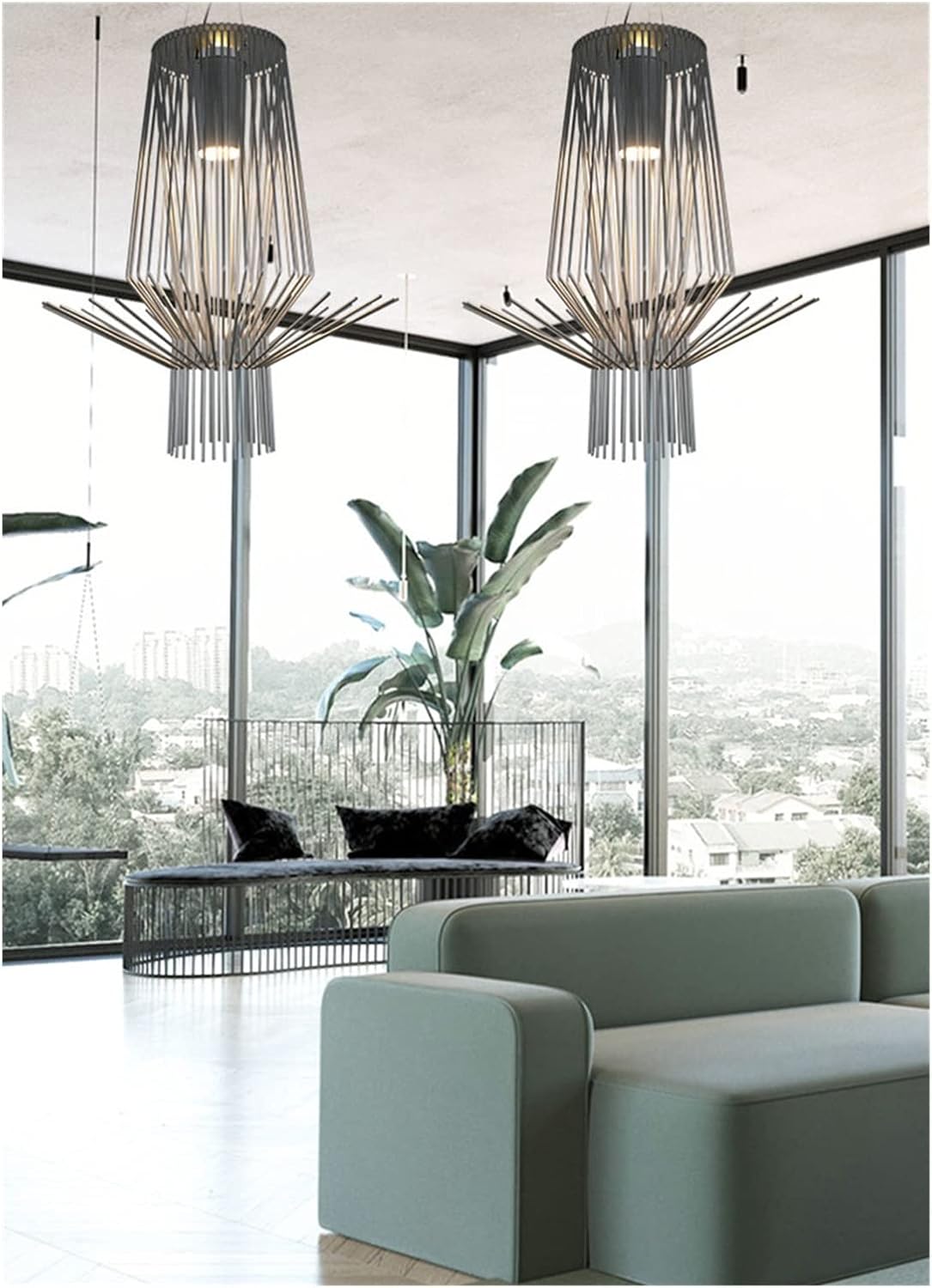 Modern Lighting Pendant Lights LED Birdcage Hanging Lamps Industrial Lamp Home Decor Luminaire (Color : Gold76x87cm)