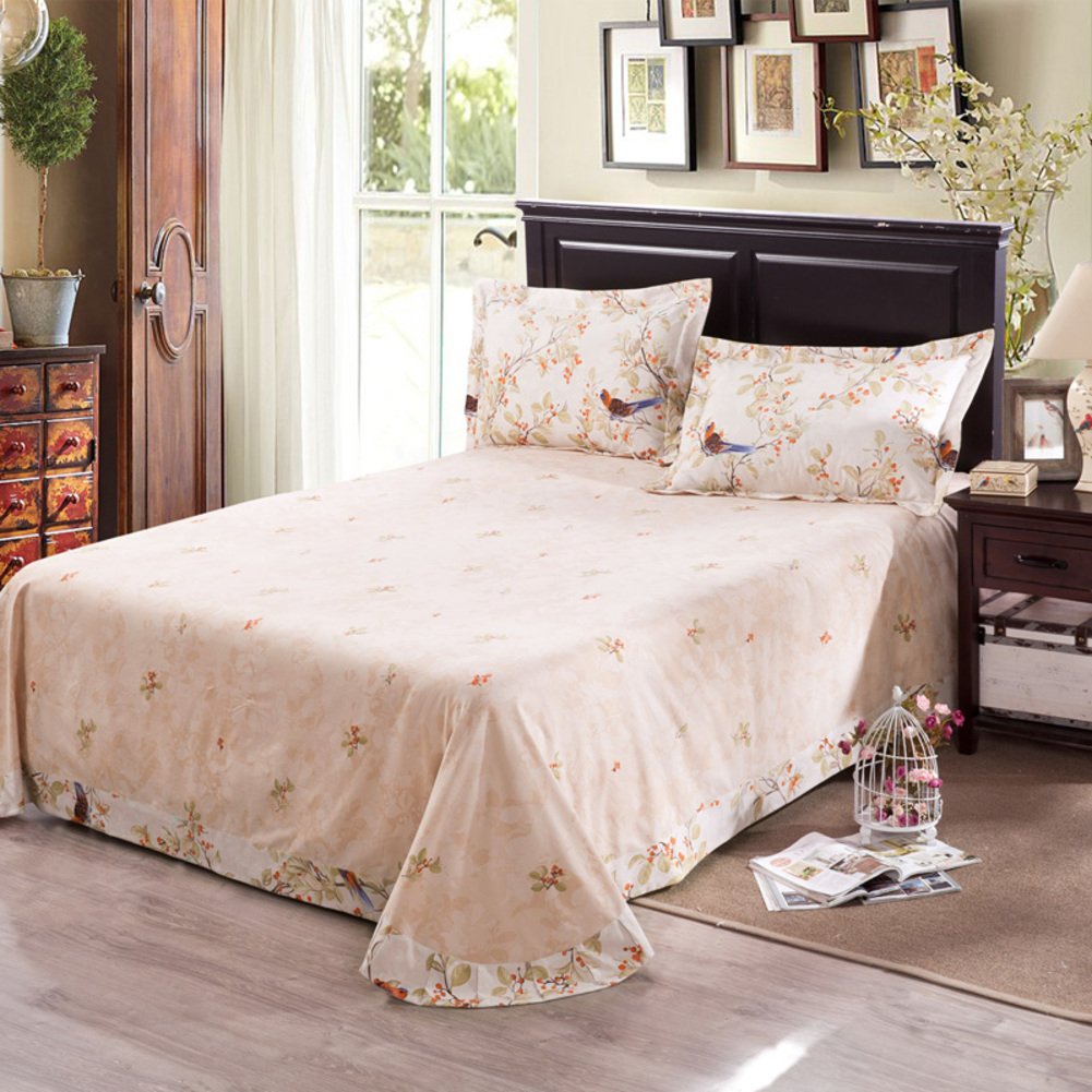 Drap plat en pur coton rembourré matelassé grand lit 245x270cm style C
