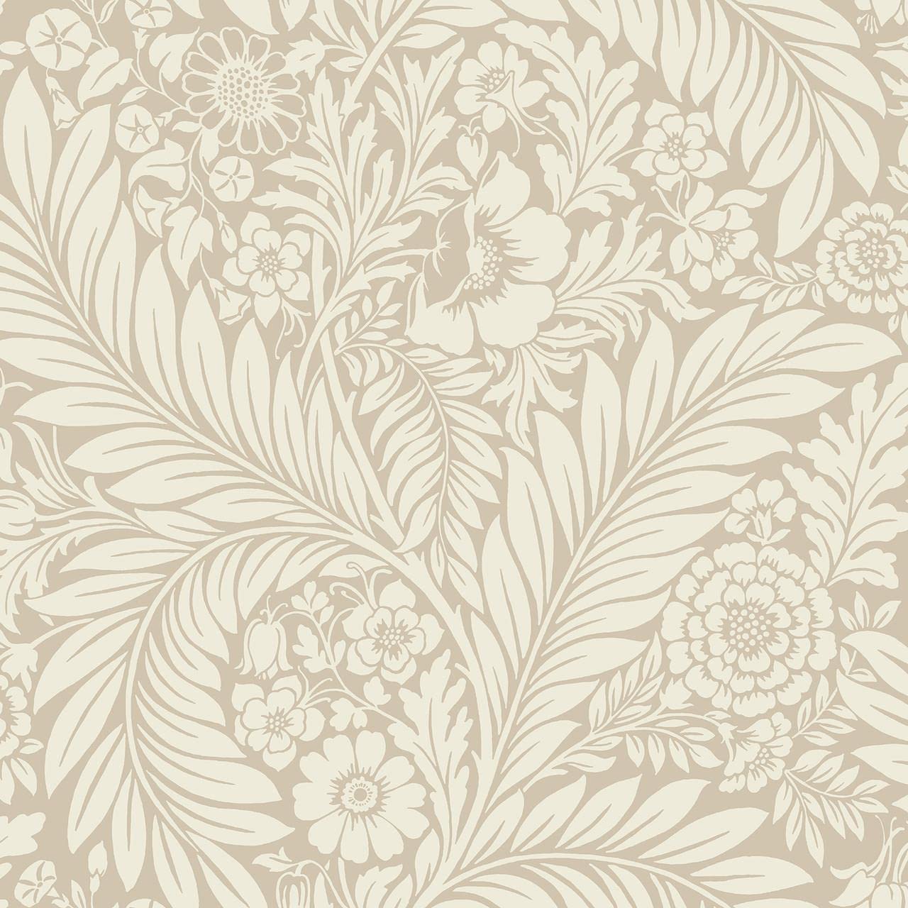 Yöl Natural Full Roll Florence Natural Floral Leaf Wallpaper Cream Contemporary Flower Smooth