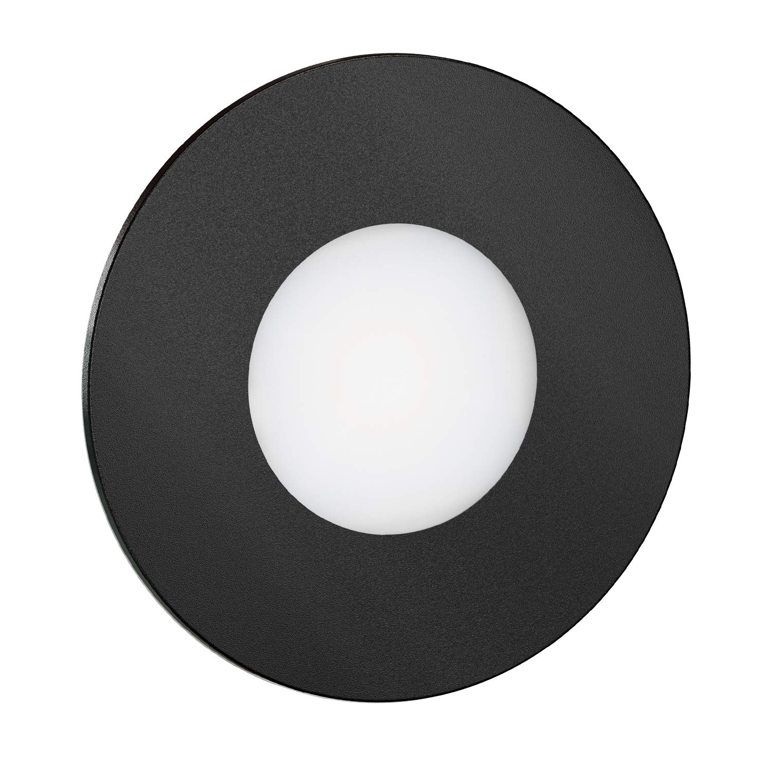 ledscom.de 10 LED luz de escalera/plafón empotrado FEX para interiores y exteriores, redondo, negro, 85mm Ø, blanco cálido