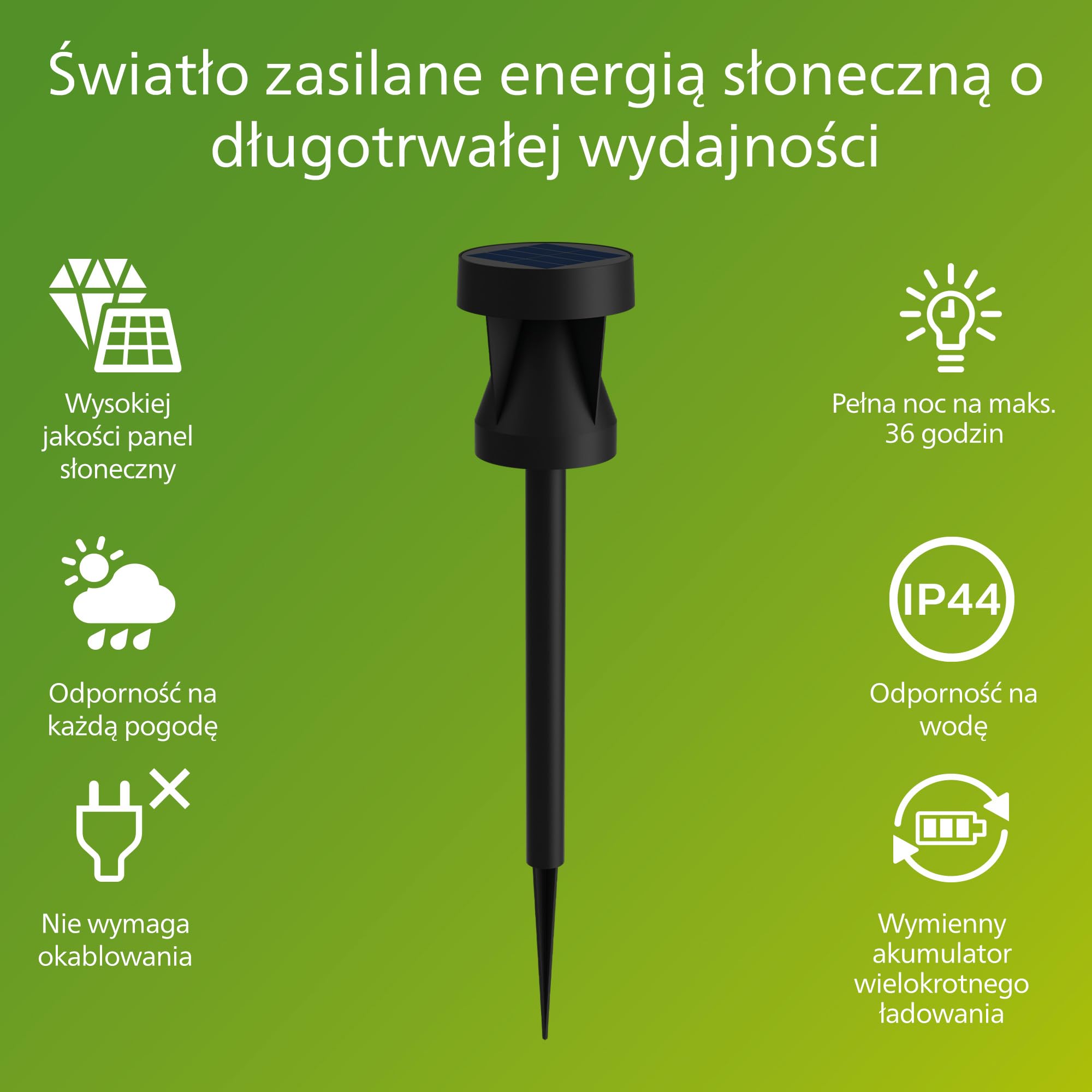 Philips Avery Zewnętrzna Lampa Solarna Pedestal, 2700 K, 200 lm, Czarna