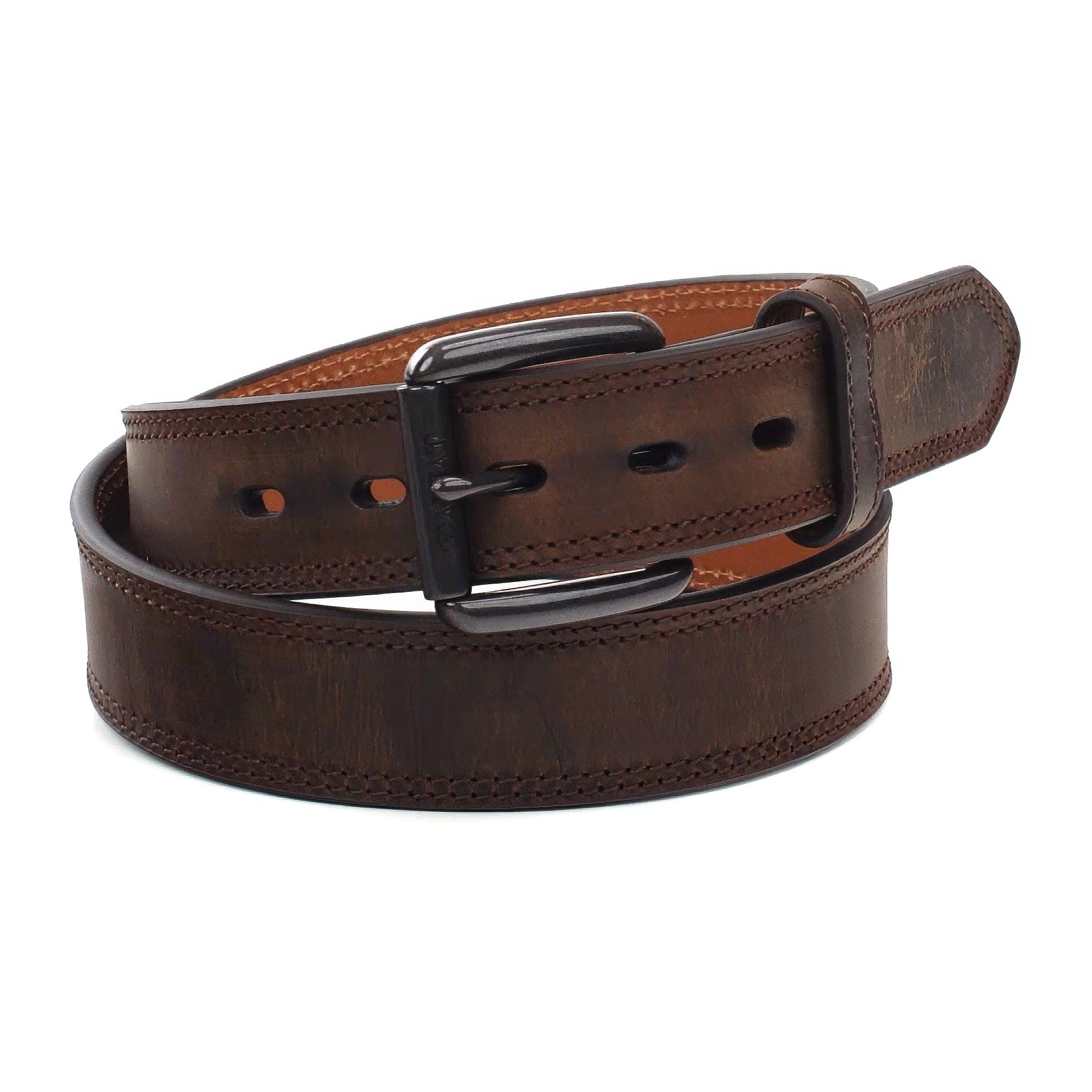 ARIAT Men's Double Row Stitch Leather Belt, Brown, 48